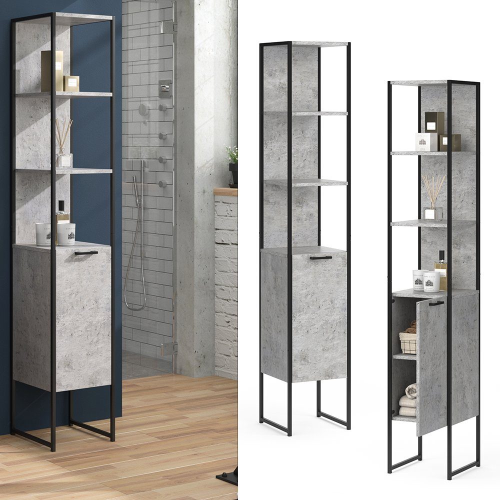 Vicco Hochschrank Fyrk, Beton/Schwarz, 33 x günstig online kaufen