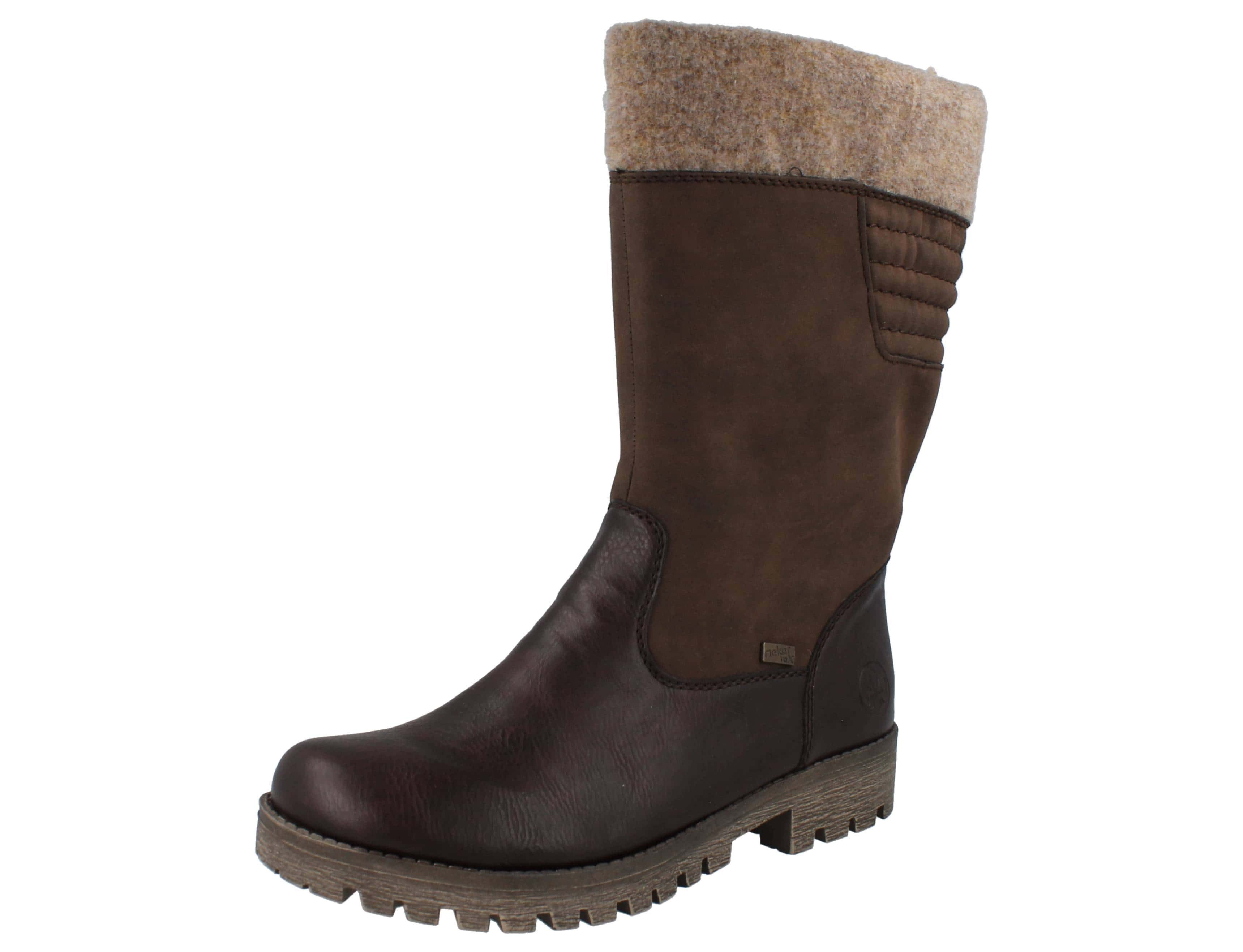 RIEKER Damen Hochschaftstiefel braun Kunstleder - Größe: 37 Stiefel