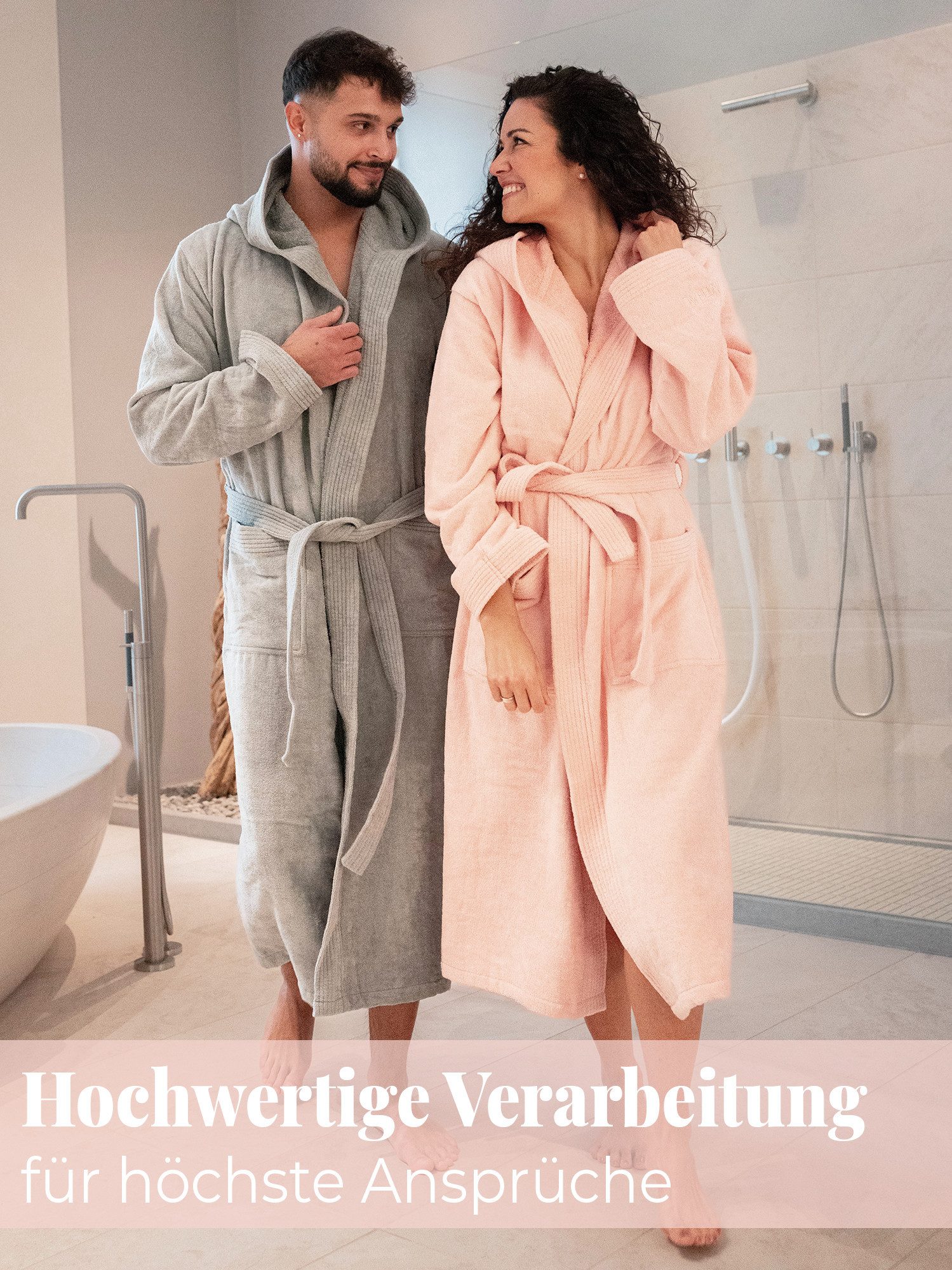 SIEGENTHAL Damenbademantel SIEGENTHAL® Damen Bademantel Frottee Velour Kapuze Weich Wellness Spa, Kapuze, Bindegürtel