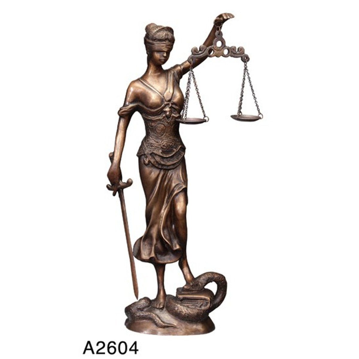 Casa Padrino Dekofigur Luxus Bronzefigur Lady with Scale II - Bronze Justitia Figur Büste Anwalt Notar - Frau mit Waage