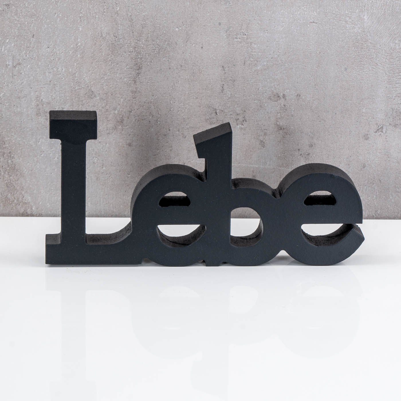 Levandeo® Deko-Schriftzug, 3er Set Schriftzug Lebe Liebe Lache Schwarz MDF Holz Deko Aufsteller