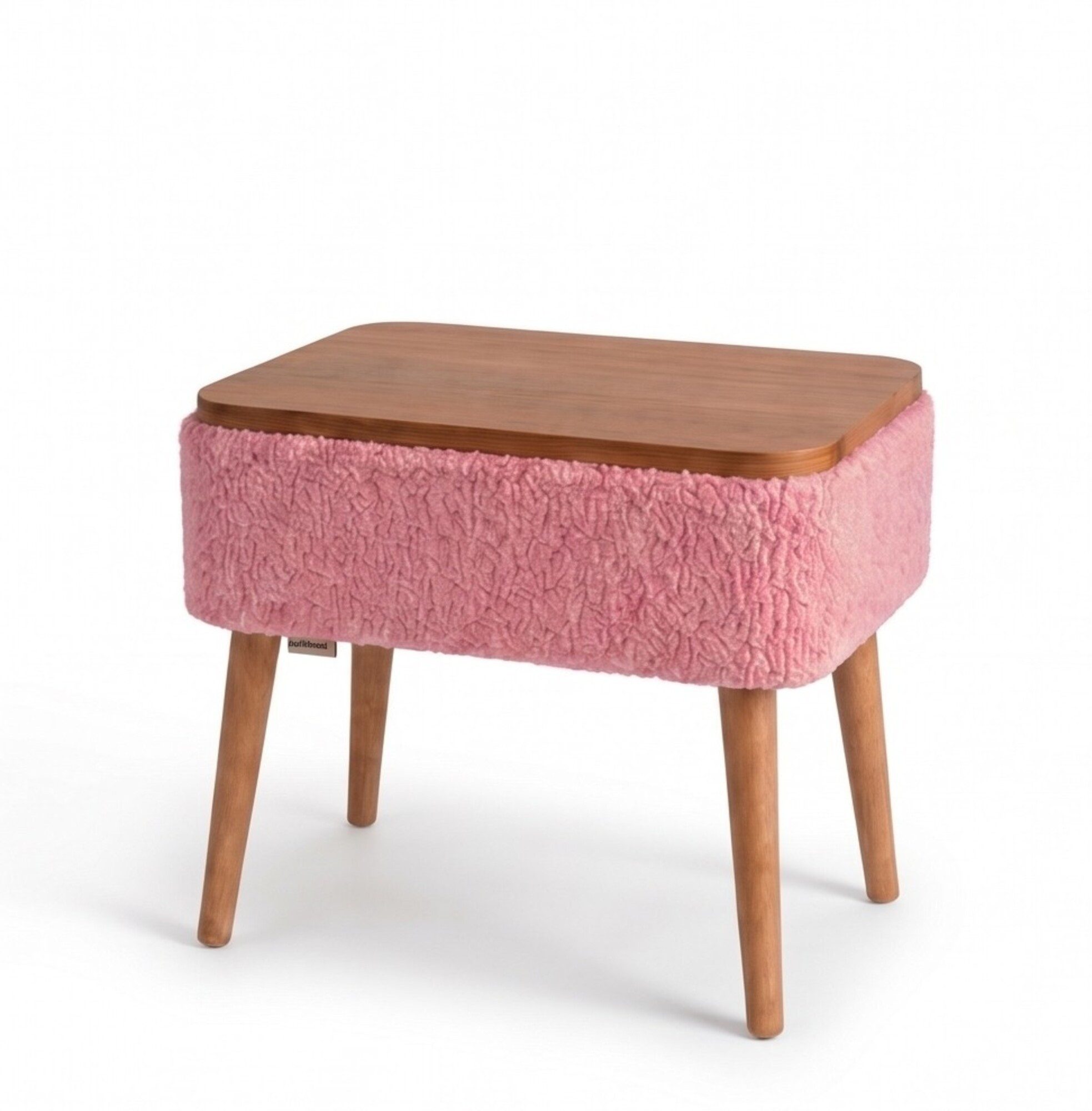 Skye Decor Nachttisch Snug Japandi (1-St), Teddy-Optik mit Buchenholzbeinen