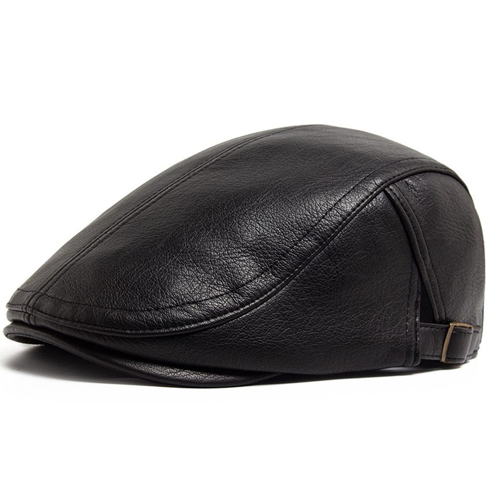 Autrucker Flat Cap Kunstleder, Herren Schiebermütze im Gatsby Stil (1-St) Vintage Newsboy Mütze für Alltag und Freizeit
