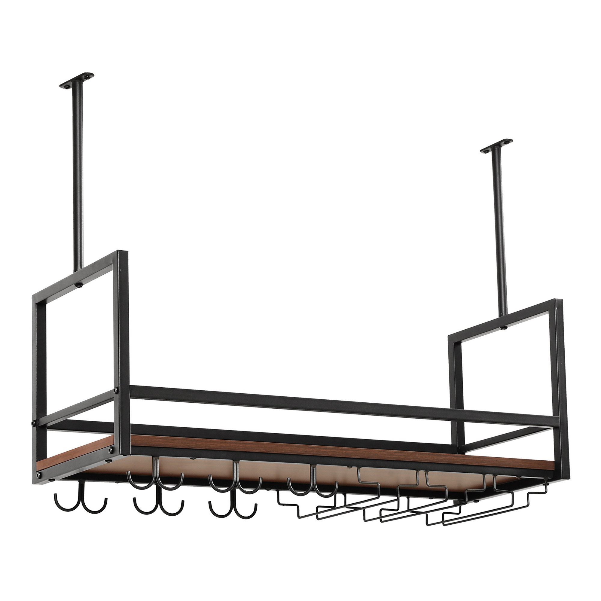 en.casa Weinregal, mit Glashalterung »Borejle« 80 x 30 x 65 cm Schwarz/Waln günstig online kaufen