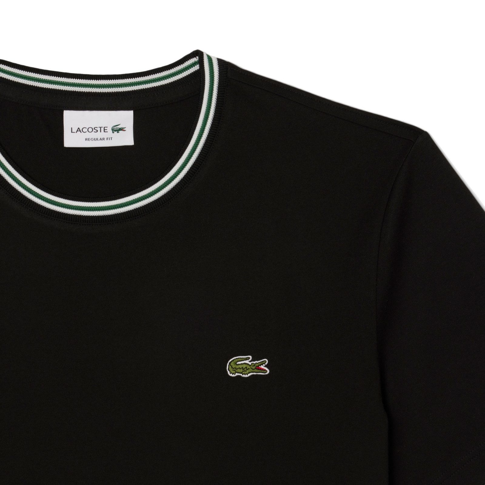 Lacoste Kurzarmshirt T-Shirt mit Logostreifen mit Krokodil-Patch auf der li günstig online kaufen