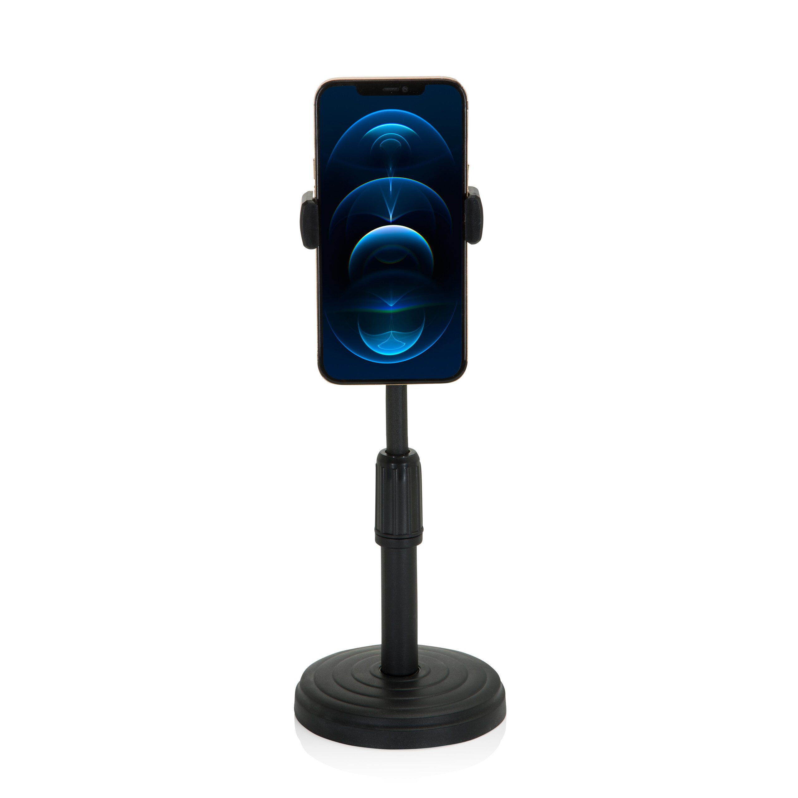 hjh OFFICE Handy-Halterung Handy & Tablet Halterung Flexmobi Ii Kunststoff, (bis 3.5 Zoll, Halter mit Tellerfuß, 360° schwenkbar, höhenverstellbar)