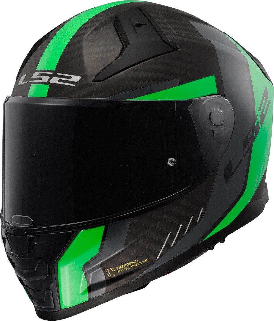LS2 Motorradhelm FF811 Vector II Carbon Grid Helm, Notfallsystem-Polsterung (EQRS),integriertes Sonnenvisier