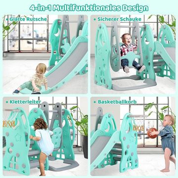 TLGREEN Rutsche Kinderrutsche mit Schaukel, 4 in 1 Kinderspielplatz Indoor Outdoor