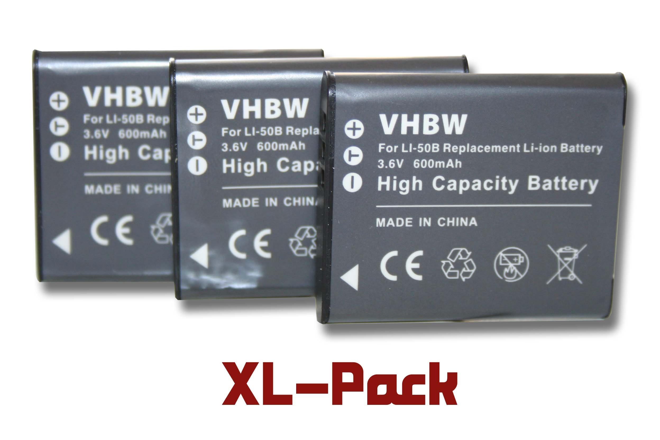 für WG-60, CX5, mAh Li-Ion) 600 GR PX, Ricoh Kompatibel WG50, WG-50, CX6, (600mAh, Kamera-Akku CX4, III, CX3, G900, Kompakt passend WG-6 vhbw G900SE, mit 3,6V, Foto