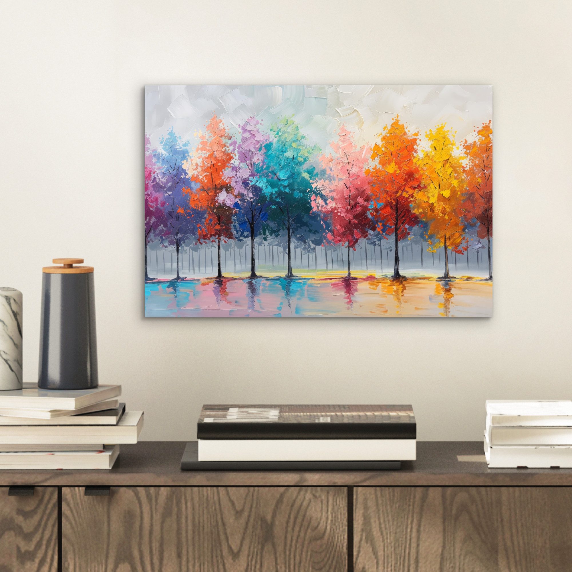 MuchoWow Metallbild Bäume - Farbenfroh - günstig online kaufen