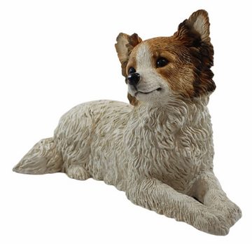 Castagna Tierfigur Deko Figur Papillon Welpe Hundefigur liegend Kollektion Castagna aus Resin Höhe 21 cm