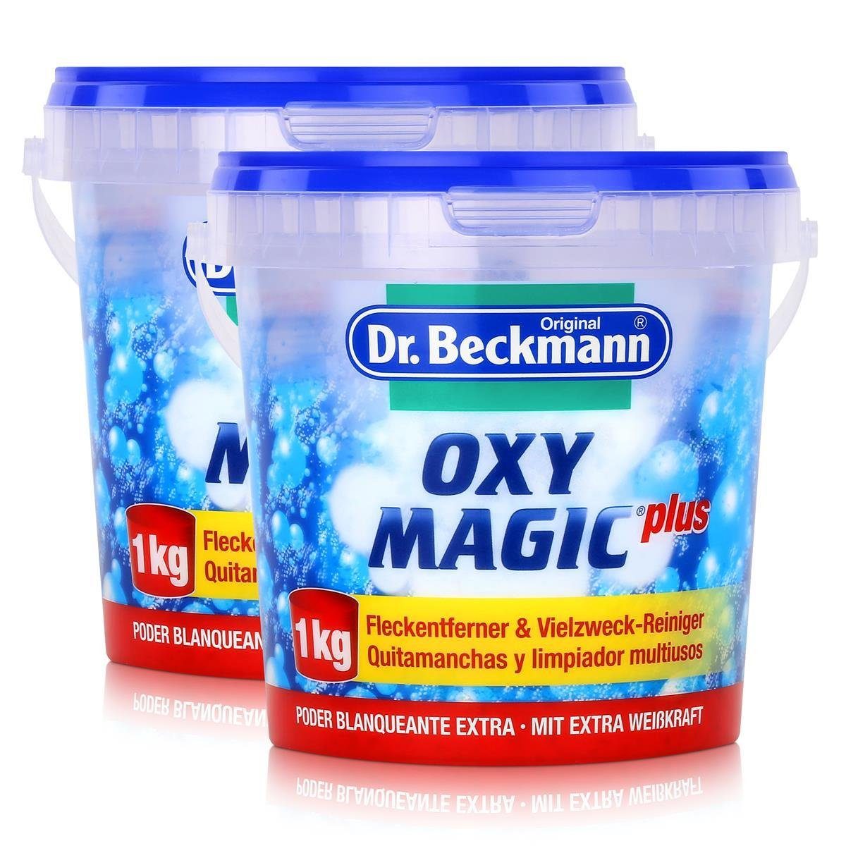 Dr. Beckmann 2x Dr. Beckmann Oxy Magic plus Pulver 1 kg – Extra Weiß-Kraft Spezialwaschmittel