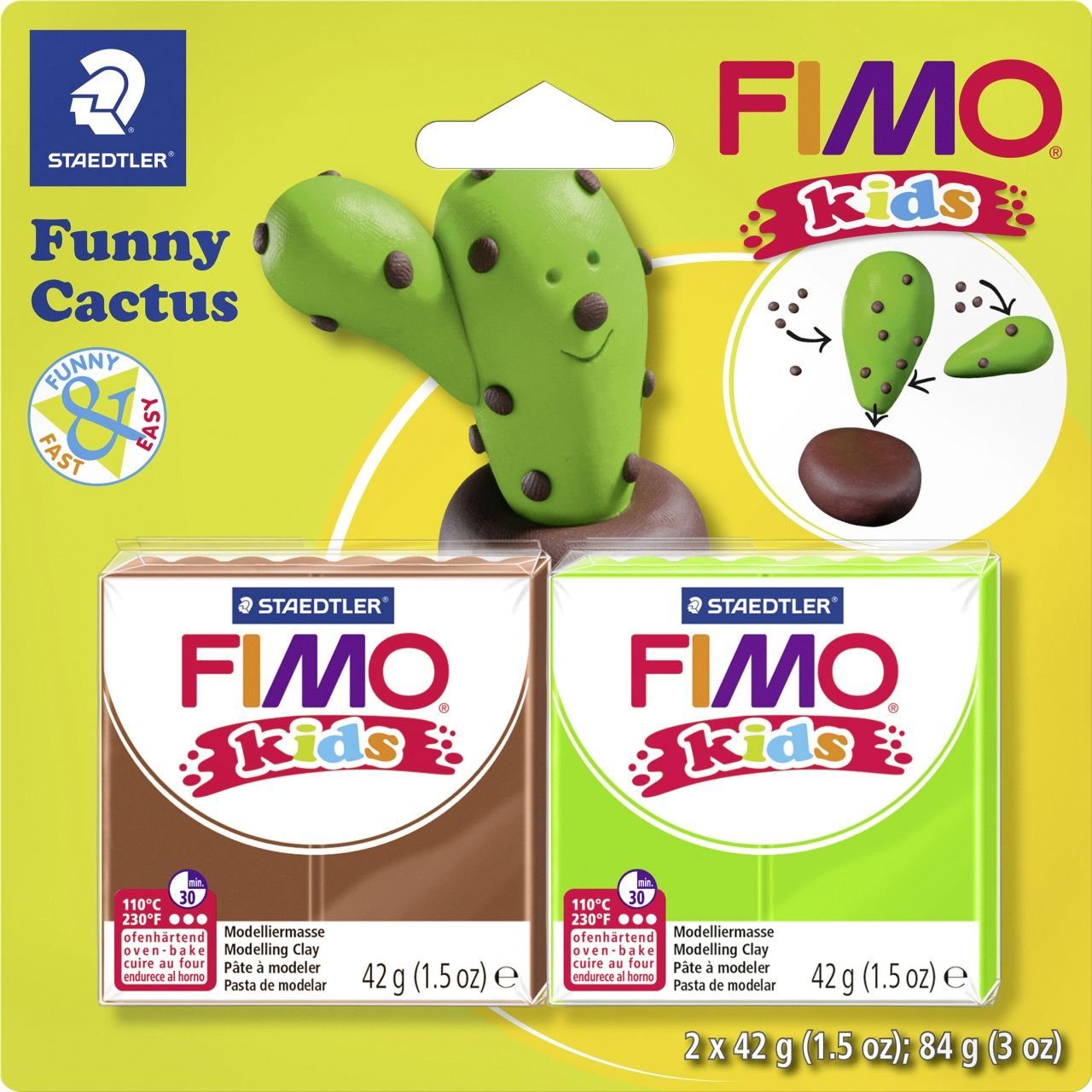 STAEDTLER Bastelfilz Glorex FIMO Funny Kids Cactus 2 x 42 g