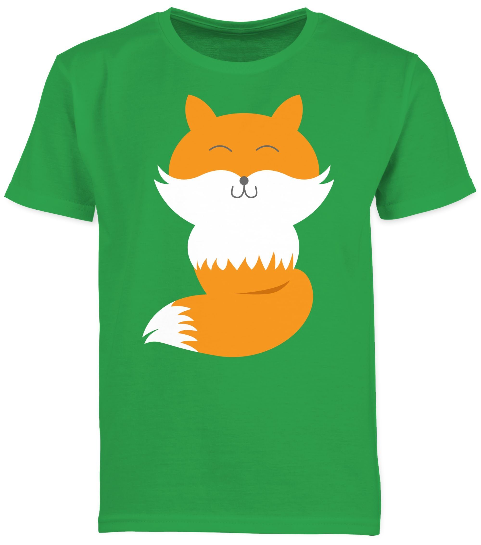 2 Grün T-Shirt Print Süßer Fuchs Animal Tiermotiv Shirtracer