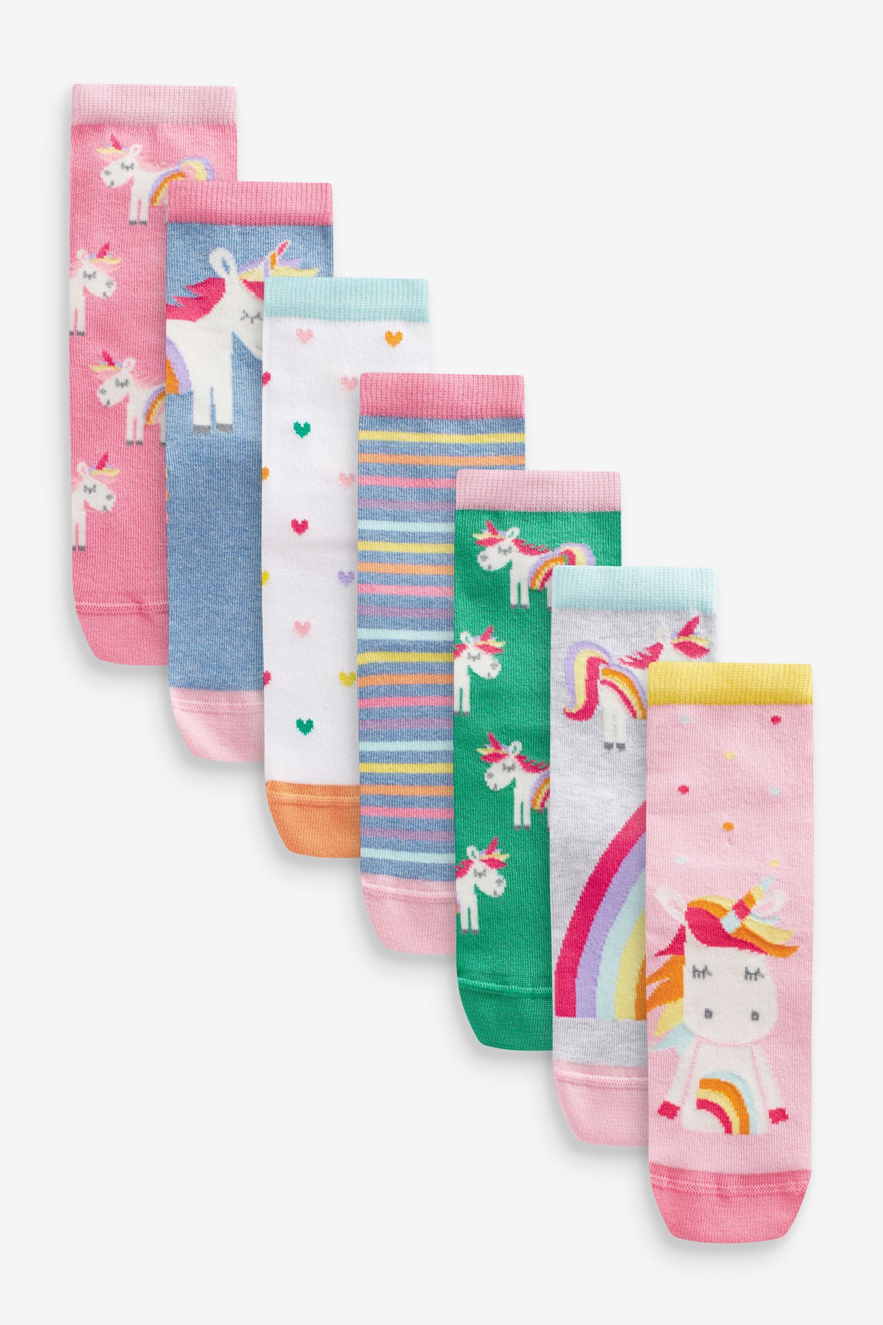 Next Kurzsocken 7er Pack Söckchen mit Baumwolle und Einhornmotiv (7-Paar)