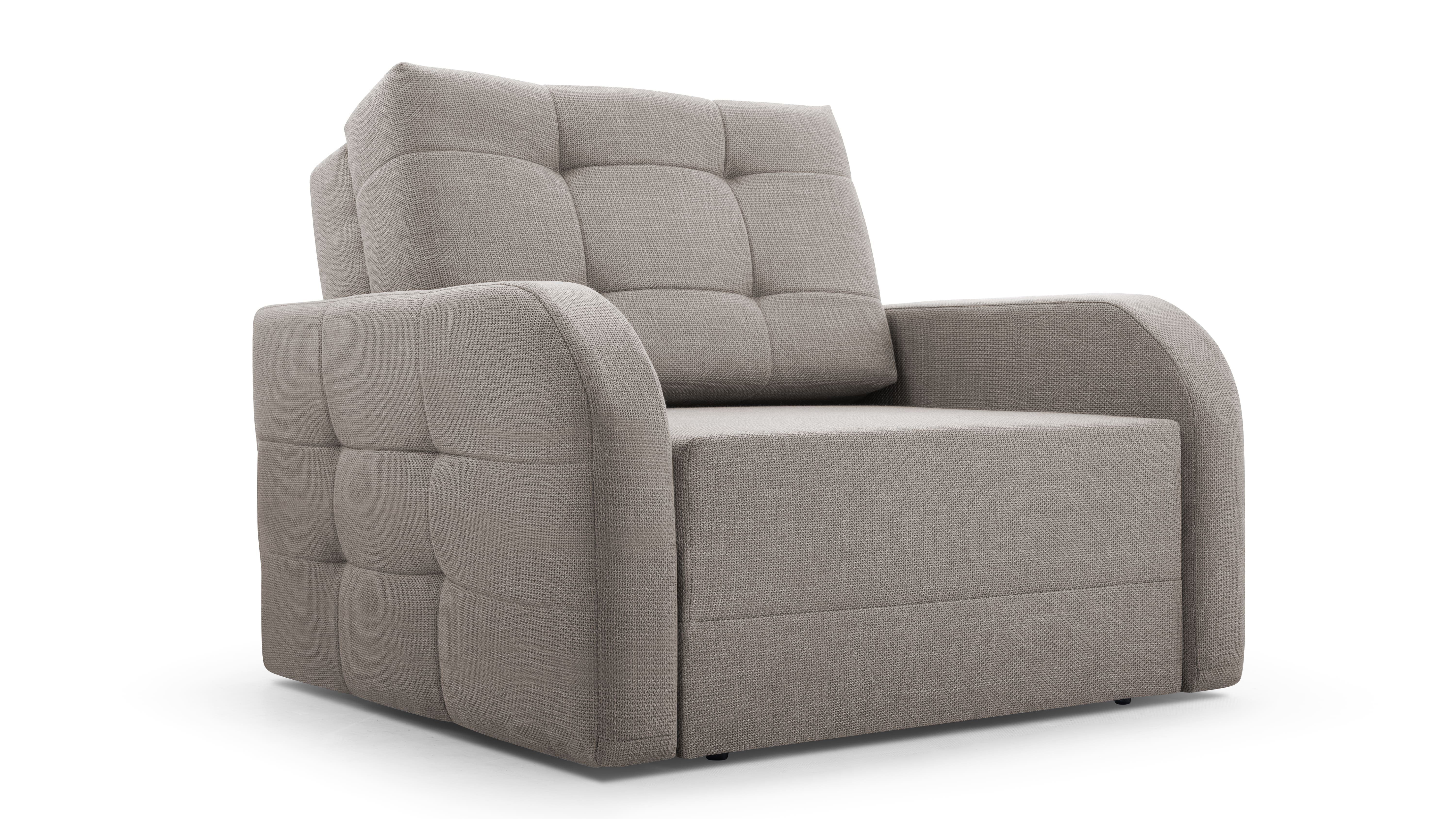 MOEBLO Kindersofa Sessel, Schlaffunktion, Schlafsessel mit - BRAGI Bettkasten Sofa 34 80, Porto Cappuccino mit