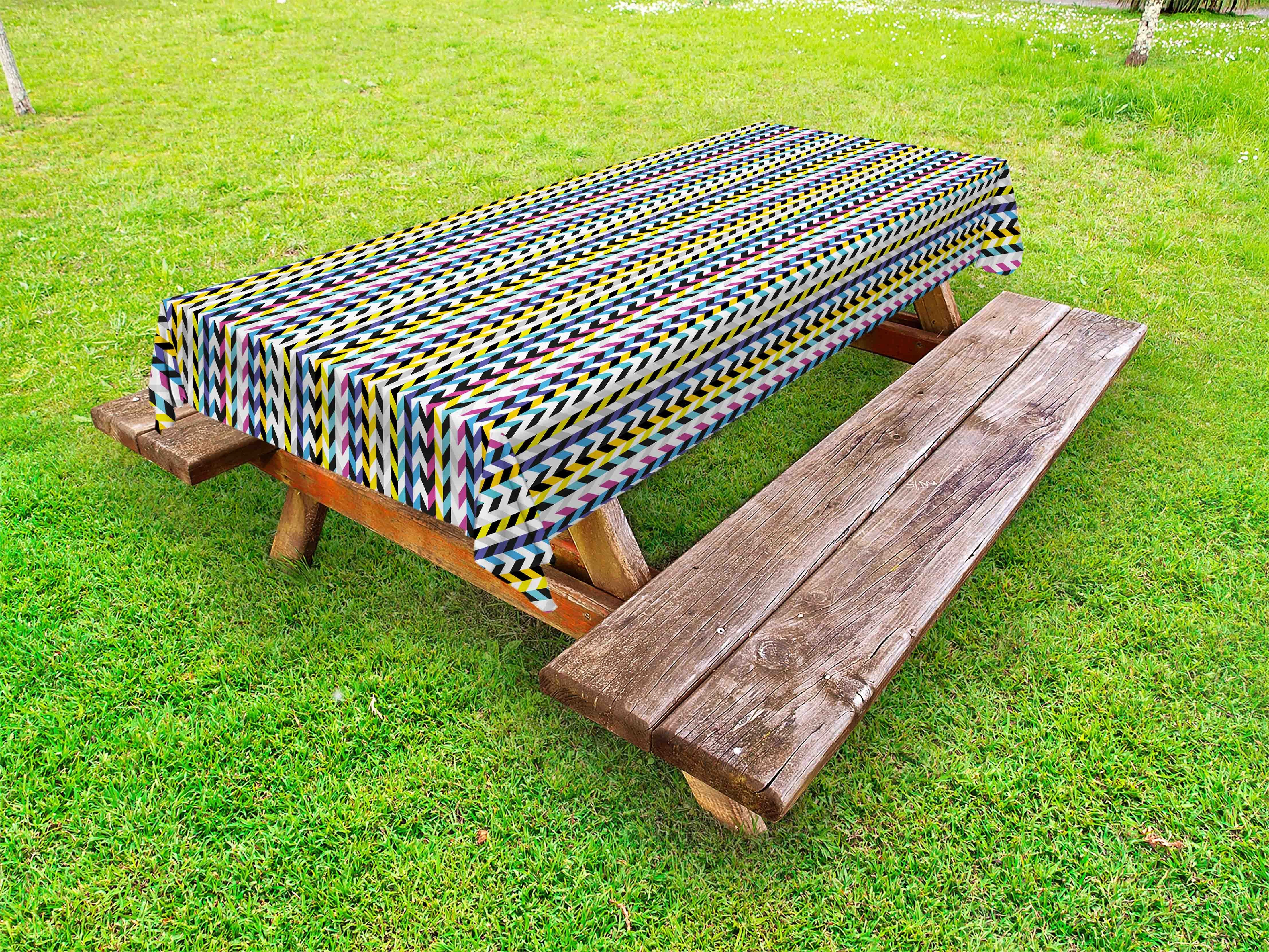 Abakuhaus Tischdecke dekorative waschbare Picknick-Tischdecke, Geometrisch Retro Funky Herringbone