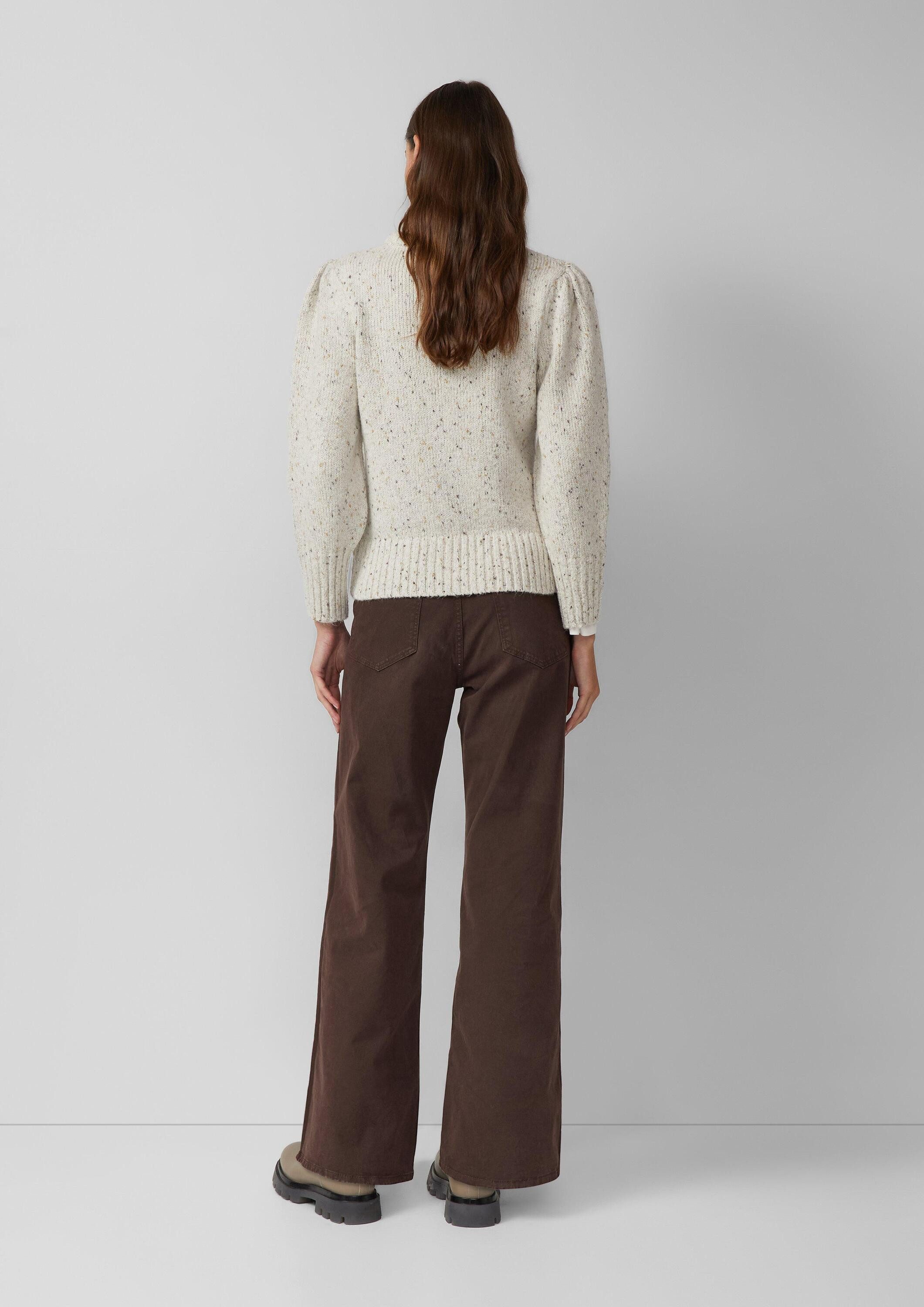 s.Oliver Longpullover Strickpullover Strickpullover mit Puffärmeln aus Baumwollmix