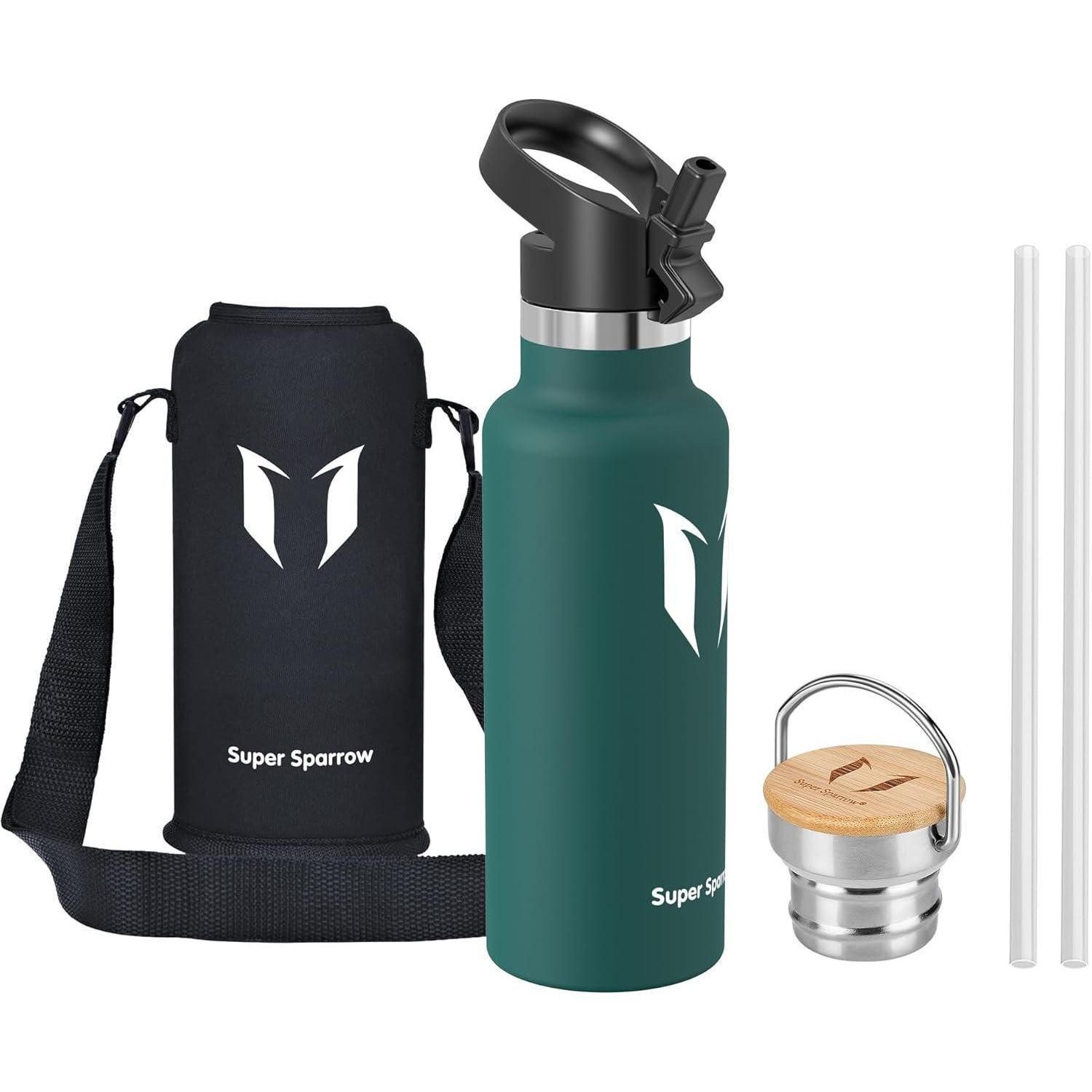 LuxusKollektion Thermoflasche Trinkflasche Edelstahl Auslaufsicher BPAfrei 500 ml Dunkelgrün