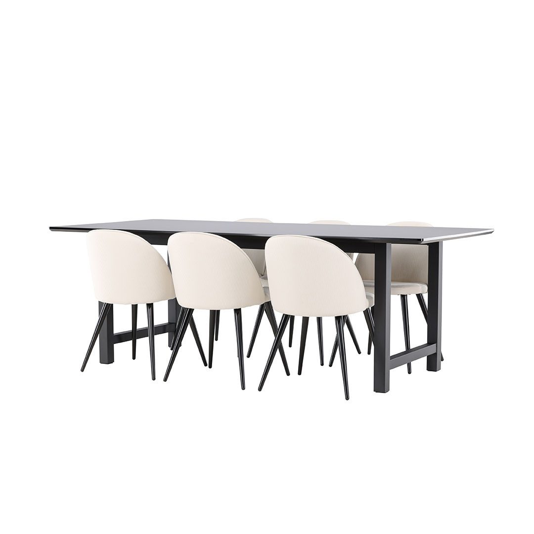 ebuy24 Essgruppe Oslo Essgruppe Esstisch 100x220cm schwarz und 6 Sk, (7-tlg günstig online kaufen