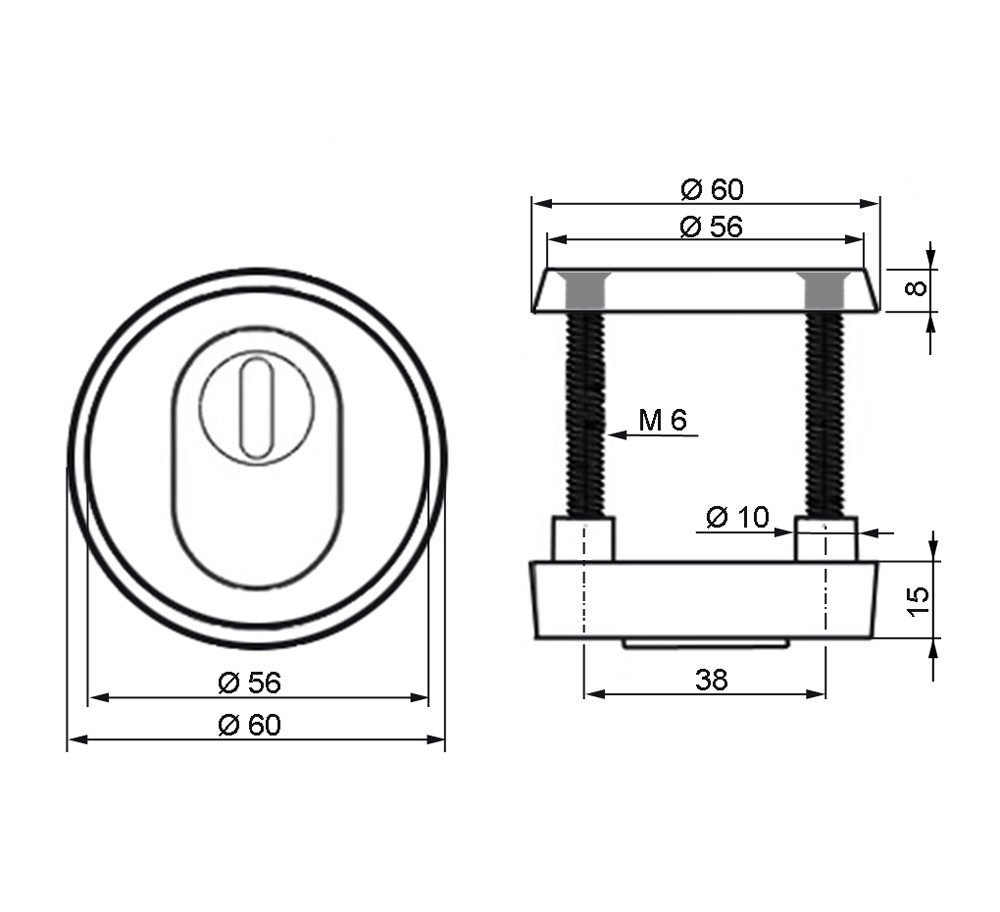 Türbeschlag Schutzrosette SR - 5002 PZ Schwarz PVD Sicherheitskl. ES2 mit ZA, gehärteter Stahleinlage