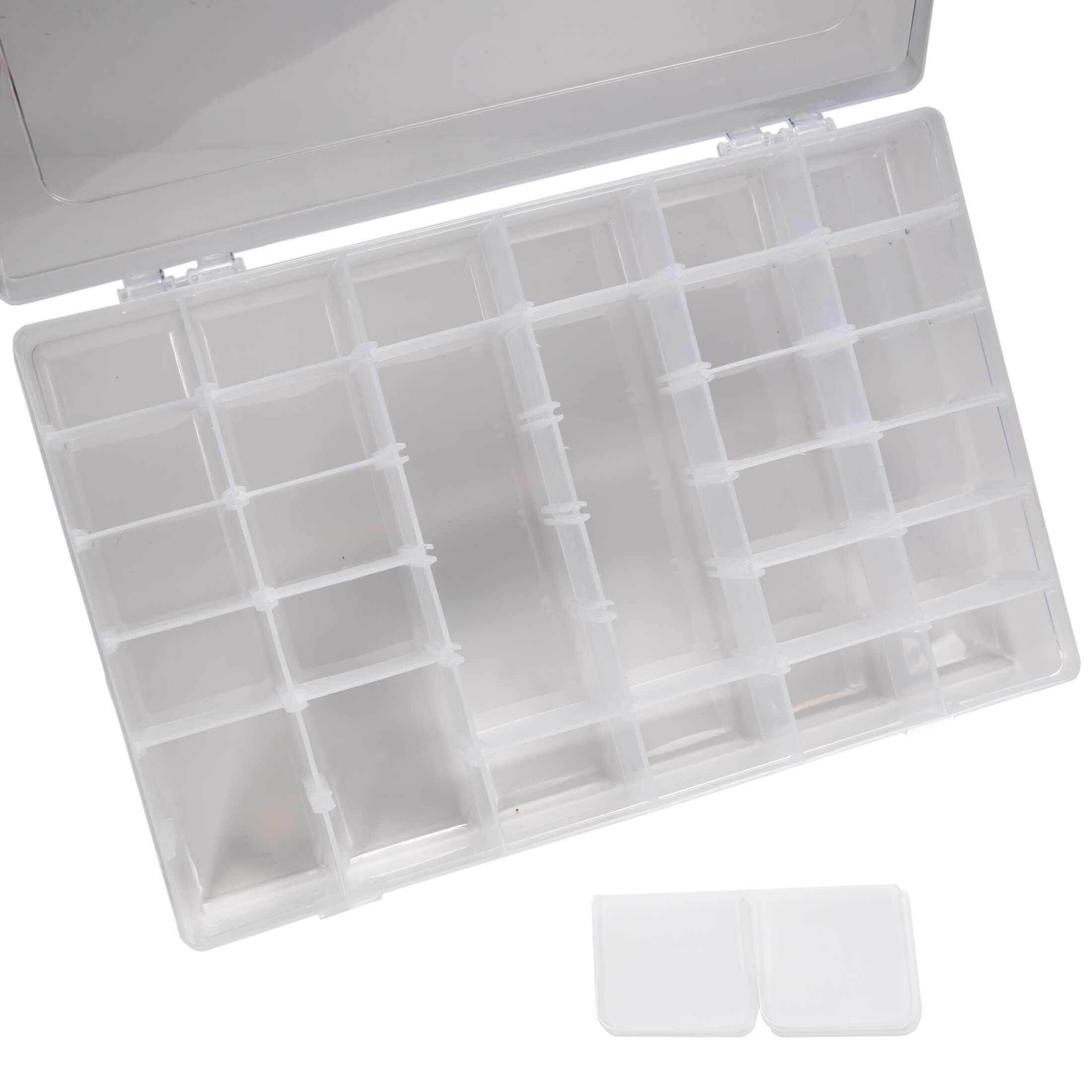 Sortimentskasten Sortierbox transparent mit 36 Fächern, verstellbare Trennwände