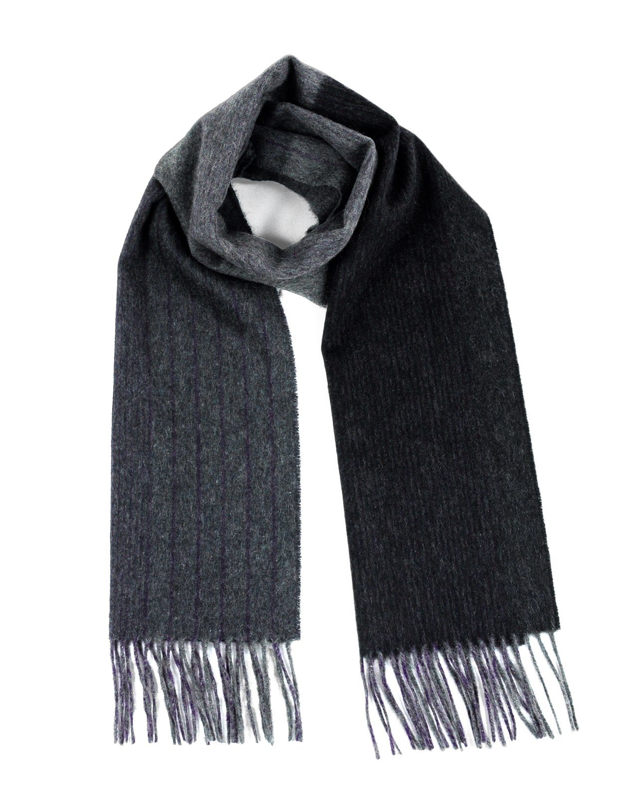 MayTree Kaschmirschal Unisex, 180 x 30cm, mit Fransen, zweifarbig, grau violett, (Stück, 1-St), 100 % Kaschmir