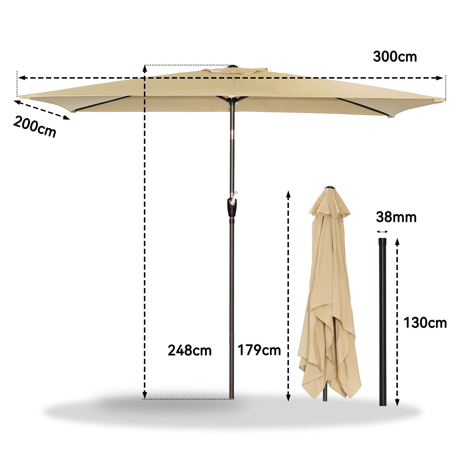 Angel Living Sonnenschirm Rechteckiger Sonnenschirm UV-Schutz günstig online kaufen
