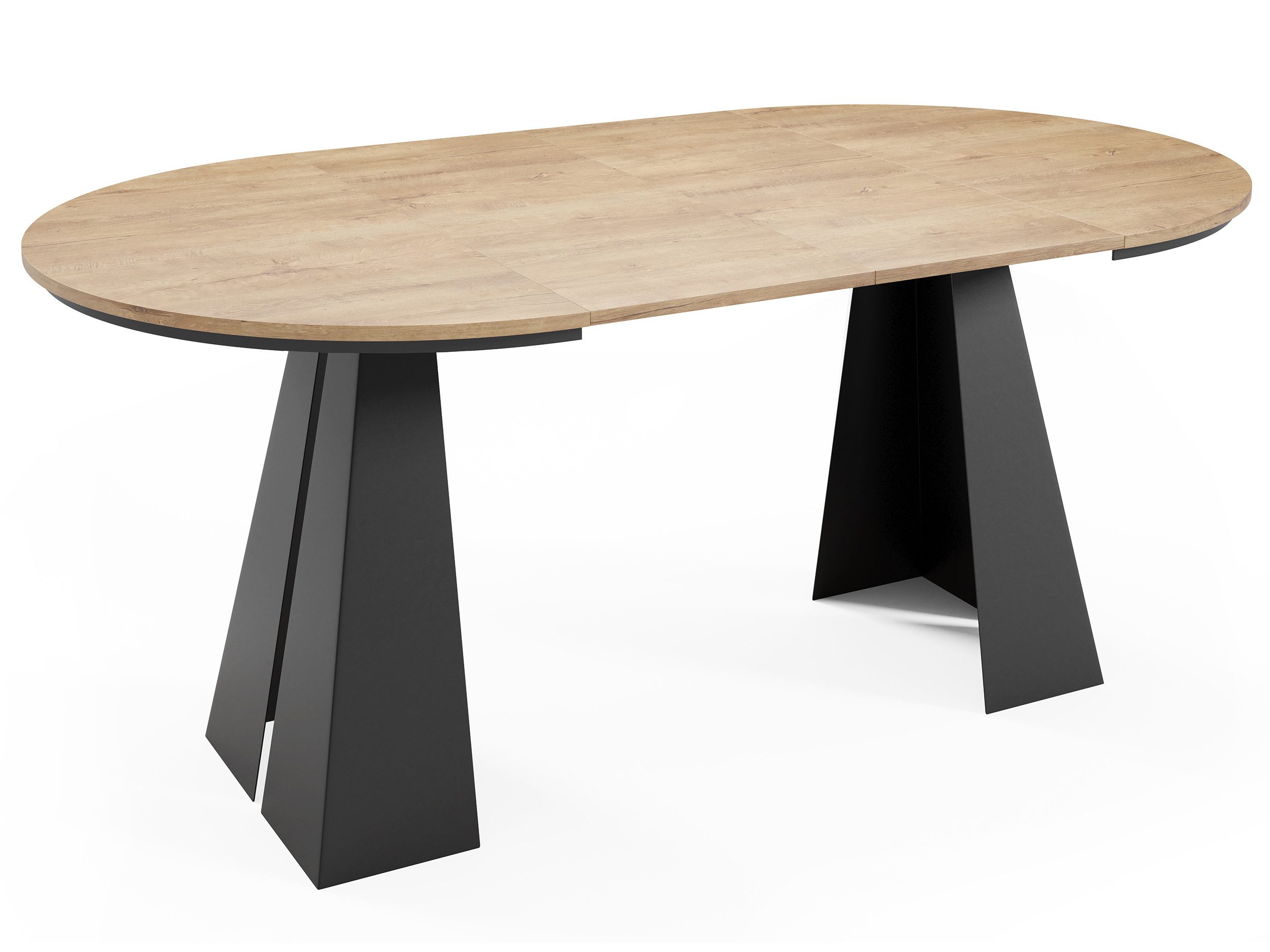 Beautysofa Esstisch FUELO Runder Ausziehtisch (Tisch mit Metallgestell, Tisch für Esszimmer & Küche in Schwarz oder Kaschmir), Moderner Esstisch mit Metallgestell und Ausziehfunktion