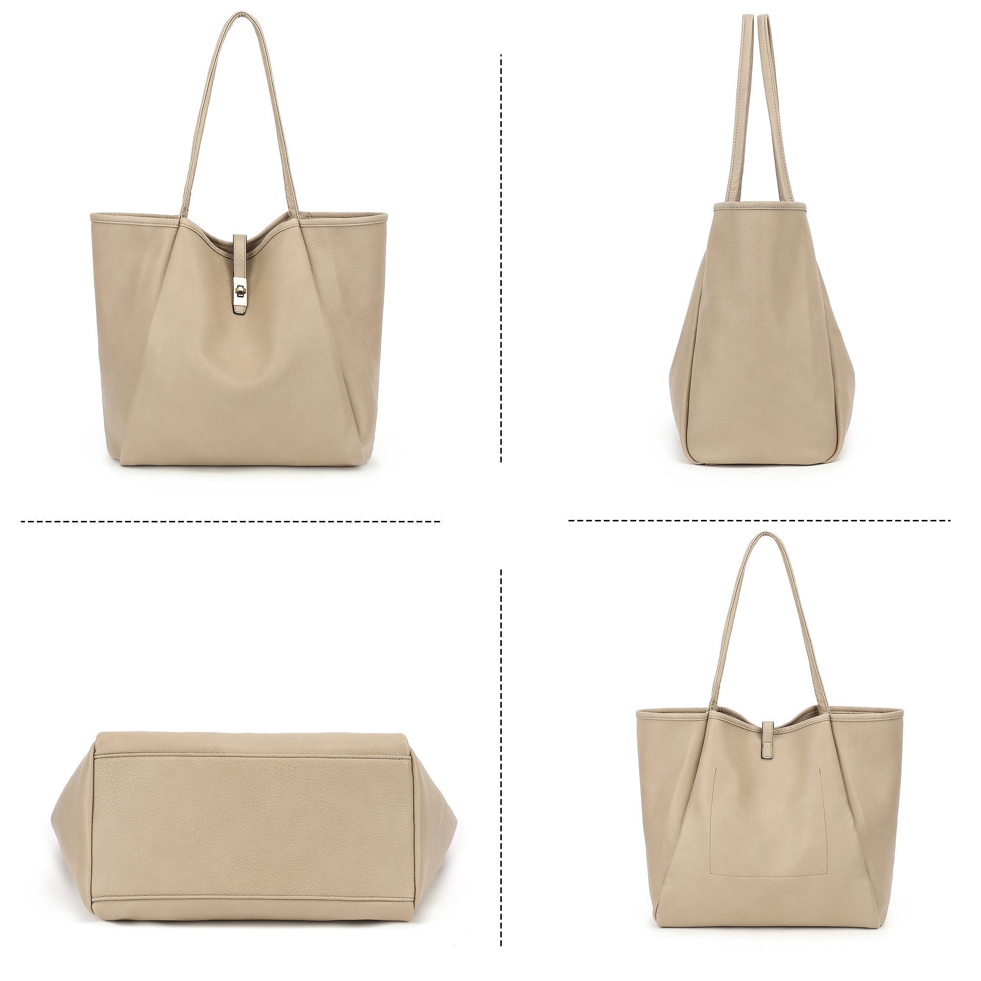 TAN.TOMI Schultertasche Damen Umhängetasche PU Leder Tote Shopper Bag Reise Geldbörse, Mit Drehverschluss und Innentasche für Arbeit, Schule, Einkauf