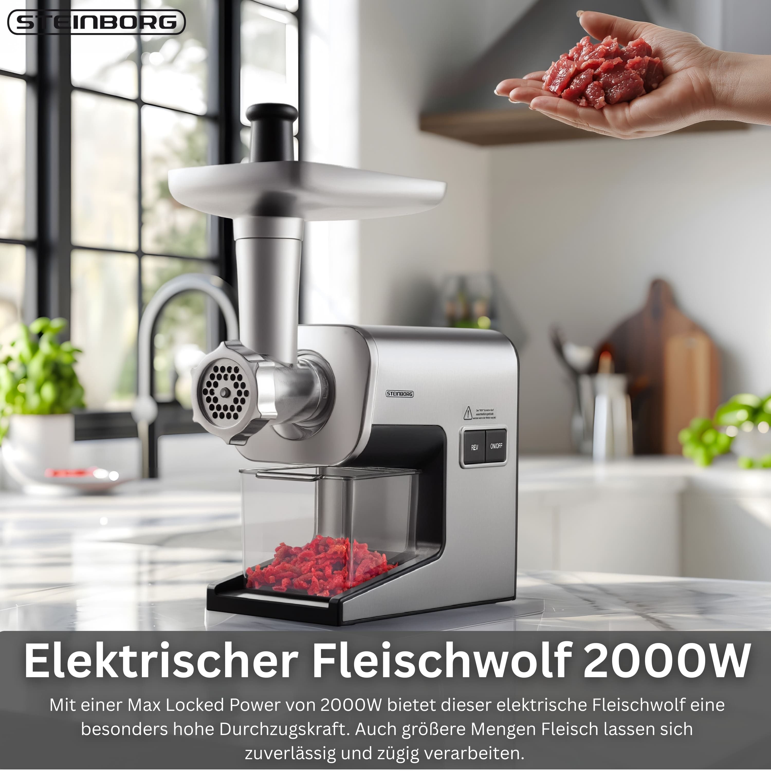 STEINBORG Fleischwolf Steinborg SB-7080 Fleischwolf, Edelstahl-Komponenten