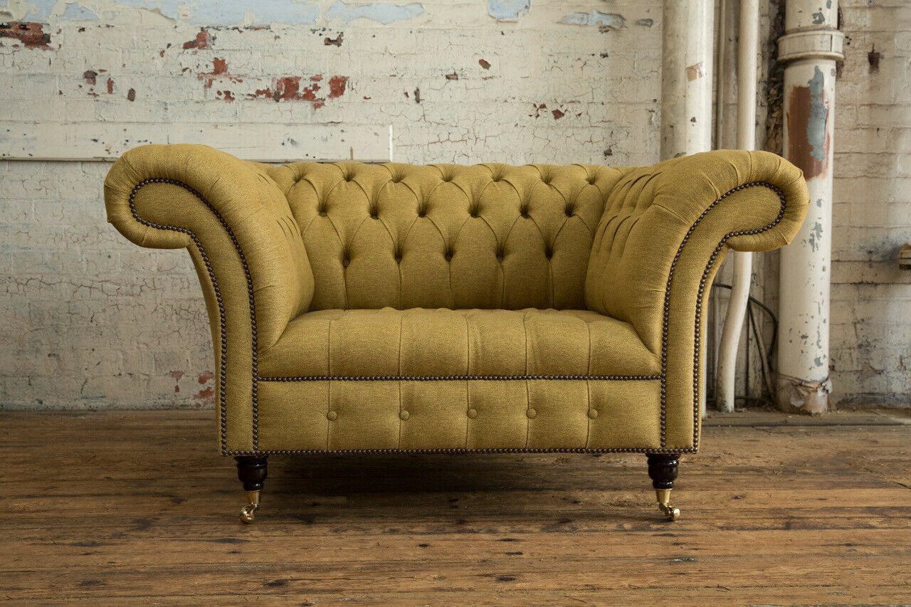 Xlmoebel Chesterfield-Sessel Gelber Chesterfield-Sessel mit hochwertigem Textilpolster (1-St., Sofa 1,5 Sitzer), Hergestellt in Europa