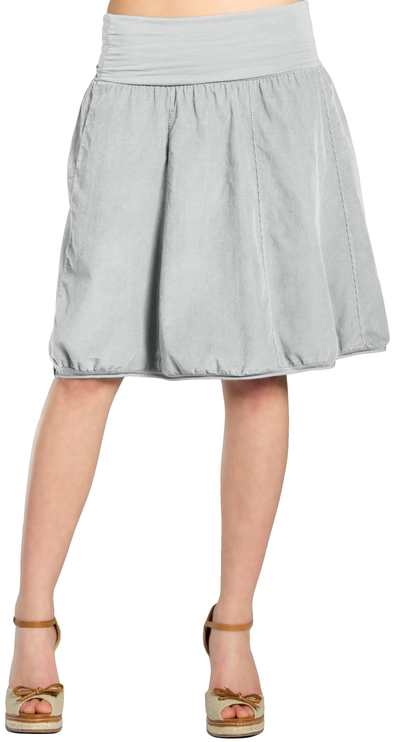 Caspar Faltenrock RO004 Damen Cord Rock knielang mit hohem elastischem Bund - Made in Italy