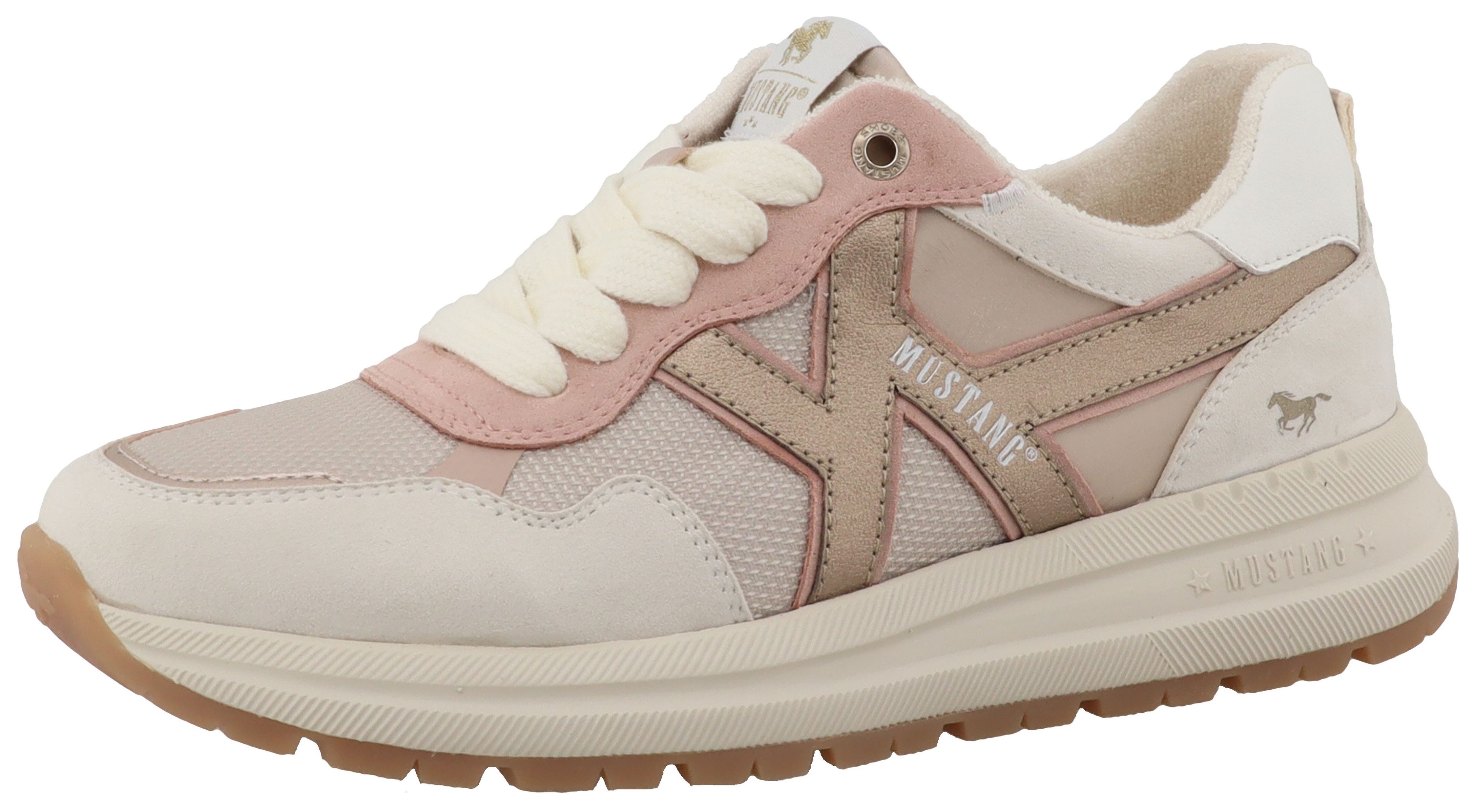 Mustang Shoes Nilda Keilsneaker Schnürschuh, Halbschuh mit pastellfarbenen Kontrastbesätzen