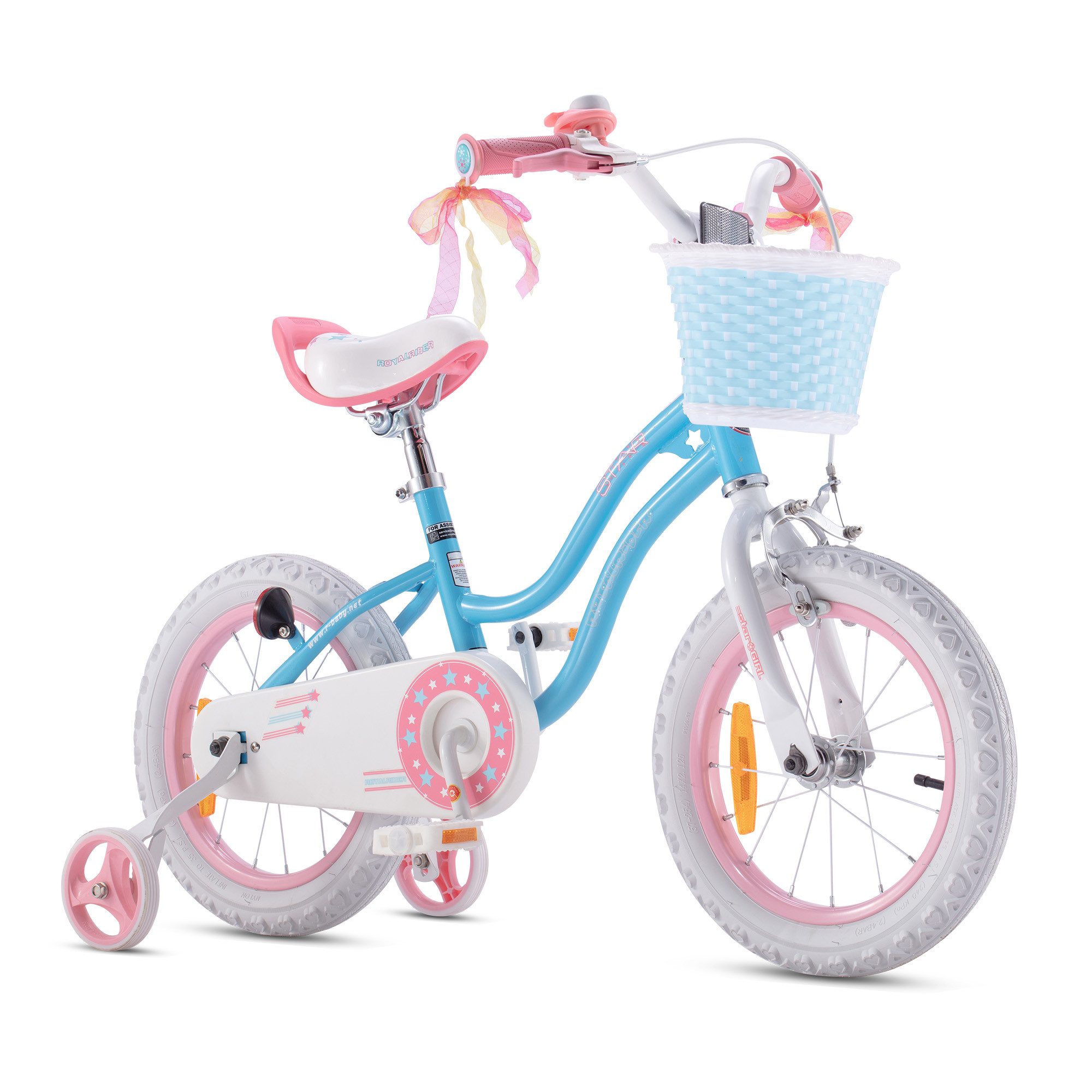 RoyalBaby Kinderfahrrad Stargirl Mädchenfahrrad Sicherheitsfeatures, 1 Gang, Ohne Schaltung, Abnehmbare Stützräder, Verstellbarer Sitz