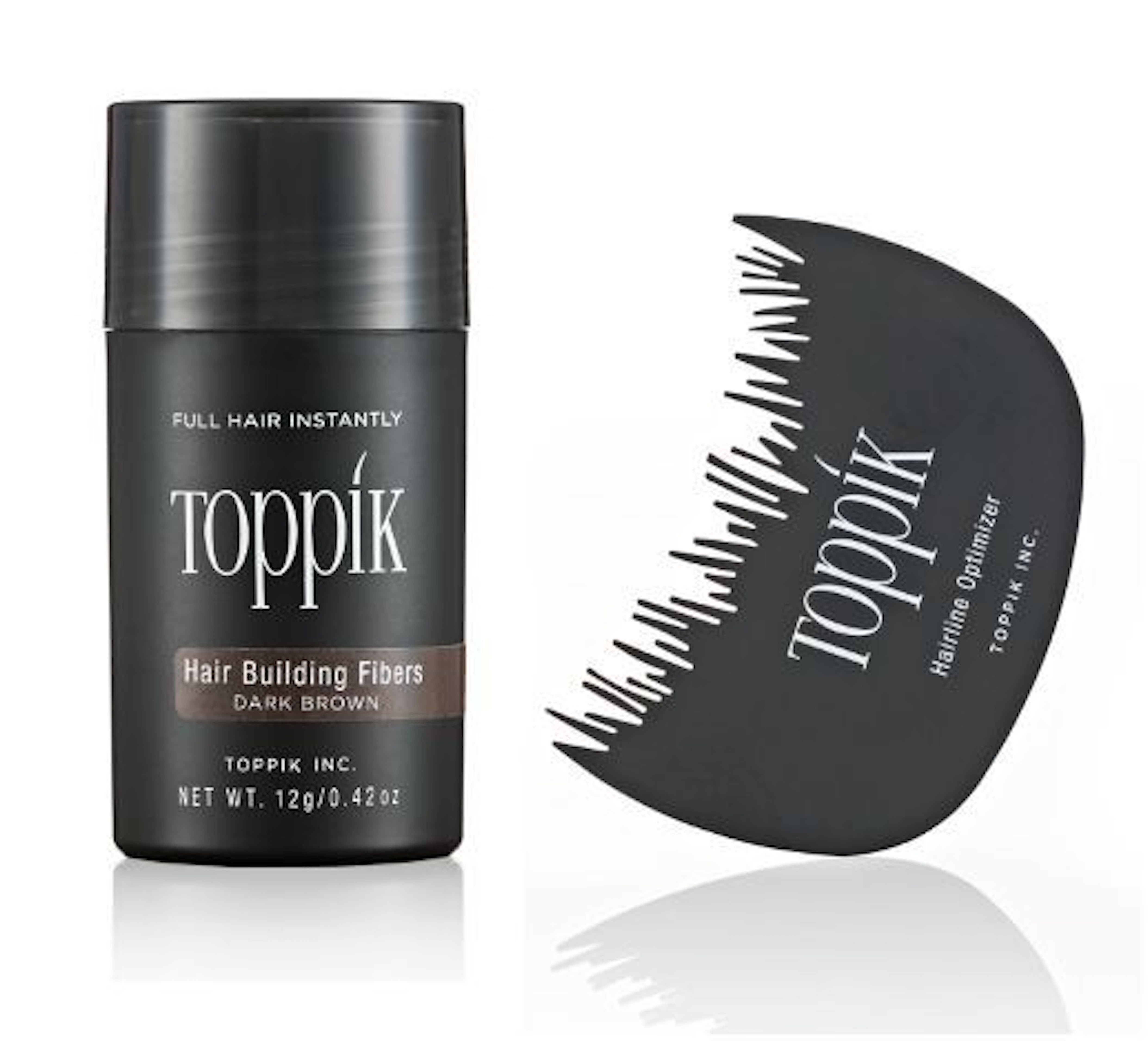 TOPPIK Haarstyling-Set TOPPIK 12 gr. Haarverdichter + TOPPIK Hairline Optimizer - Sparangebot! - Haarverdichtung Streuhaar Schütthaar, Hair Fibers, Puder Mittelbraun