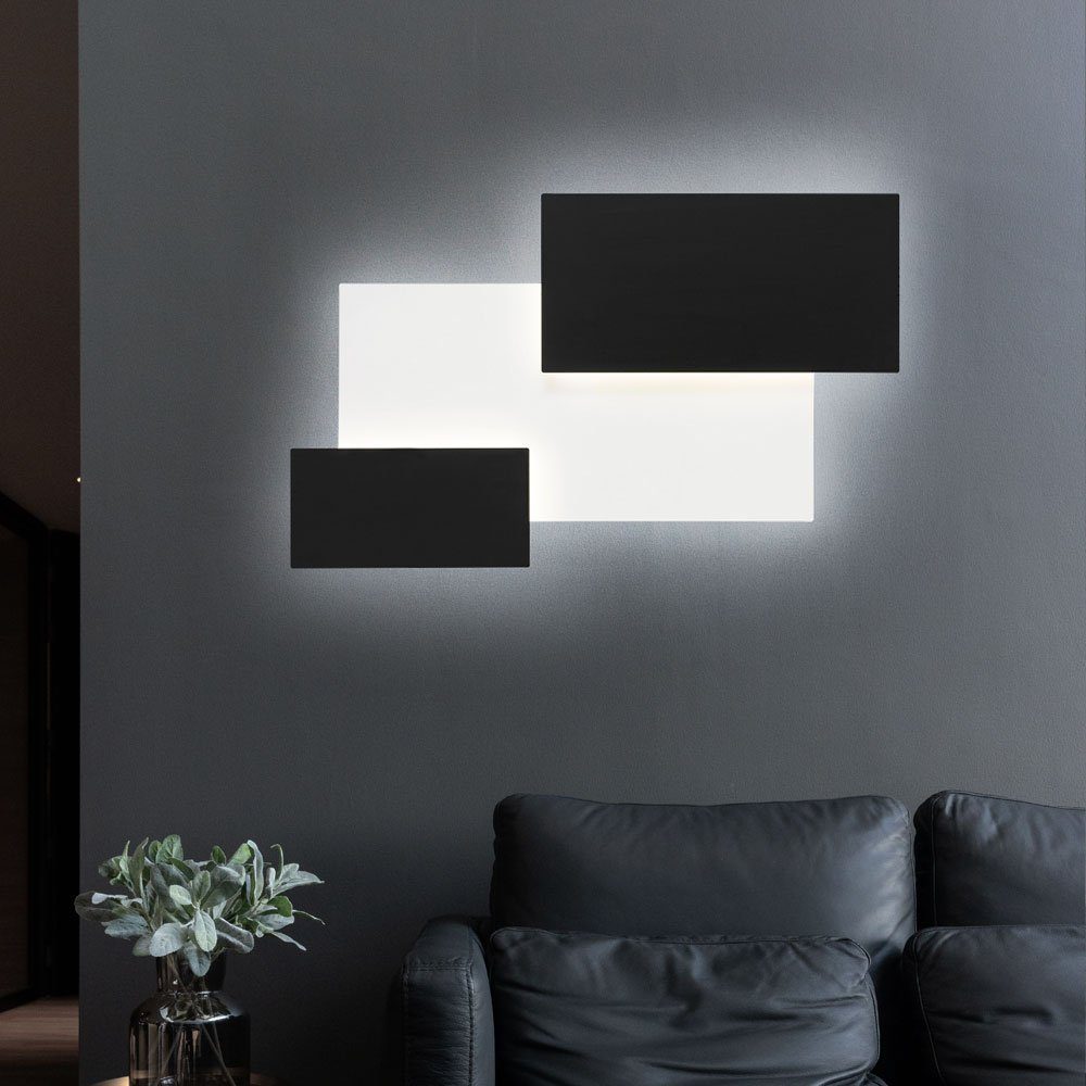 weiß LED Wohnraumleuchte Leuchtmittel Warmweiß, schwarz etc-shop Wandlampe Wandleuchten Glas Wandleuchte, satiniert inklusive,
