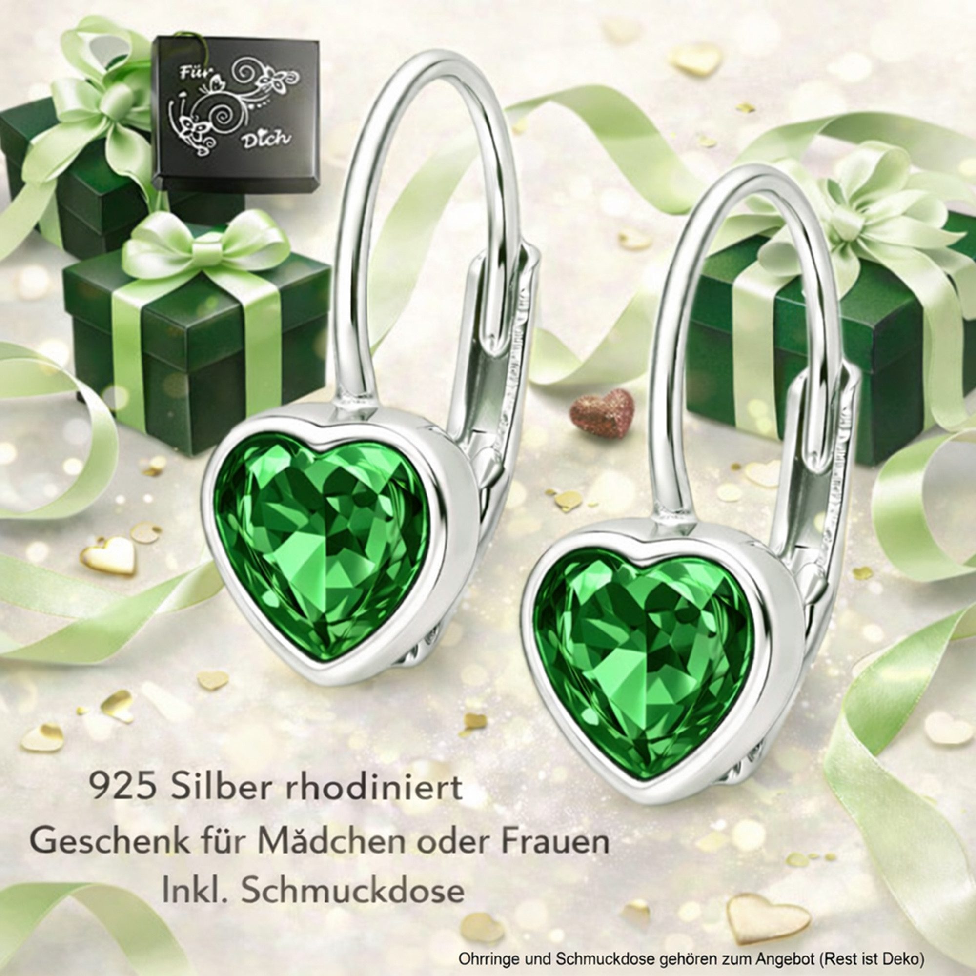 Limana Paar Ohrhänger Kinder hängende Ohrringe Herz 925 Silber Brisur Mädchen Damen Geschenk (inkl. Dose Geschenk für Freundin Geburtstag Muttertag Valentinstag), Ostern Einschulung Schulanfang Nikolaus Kommunion Weihnachten