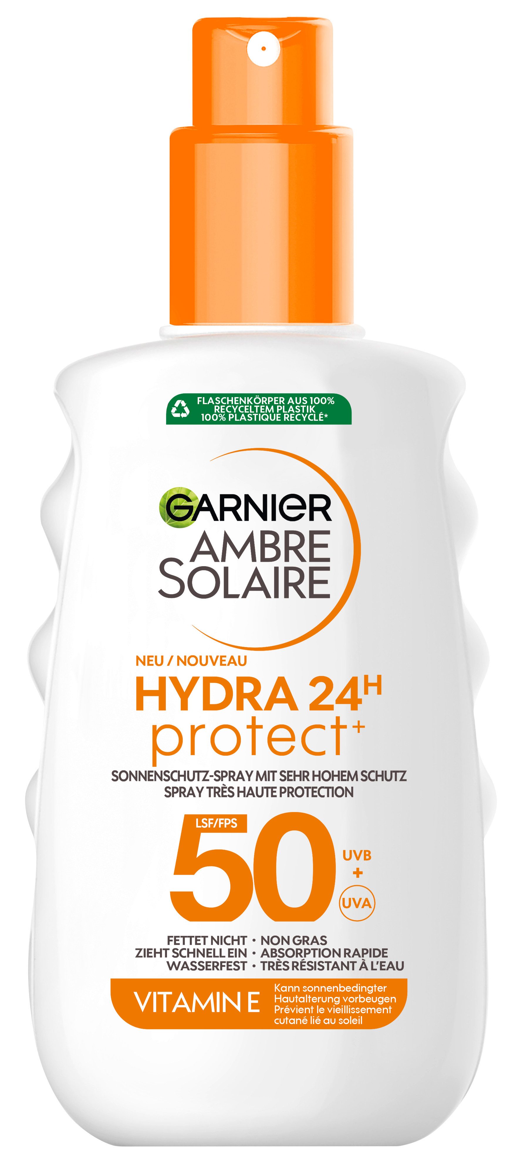 GARNIER Sonnenschutzspray AMBRE SOLAIRE HYDRA 24H, mit LSF 50, Spray-Textur, für Körper und Gesicht, wasserfest