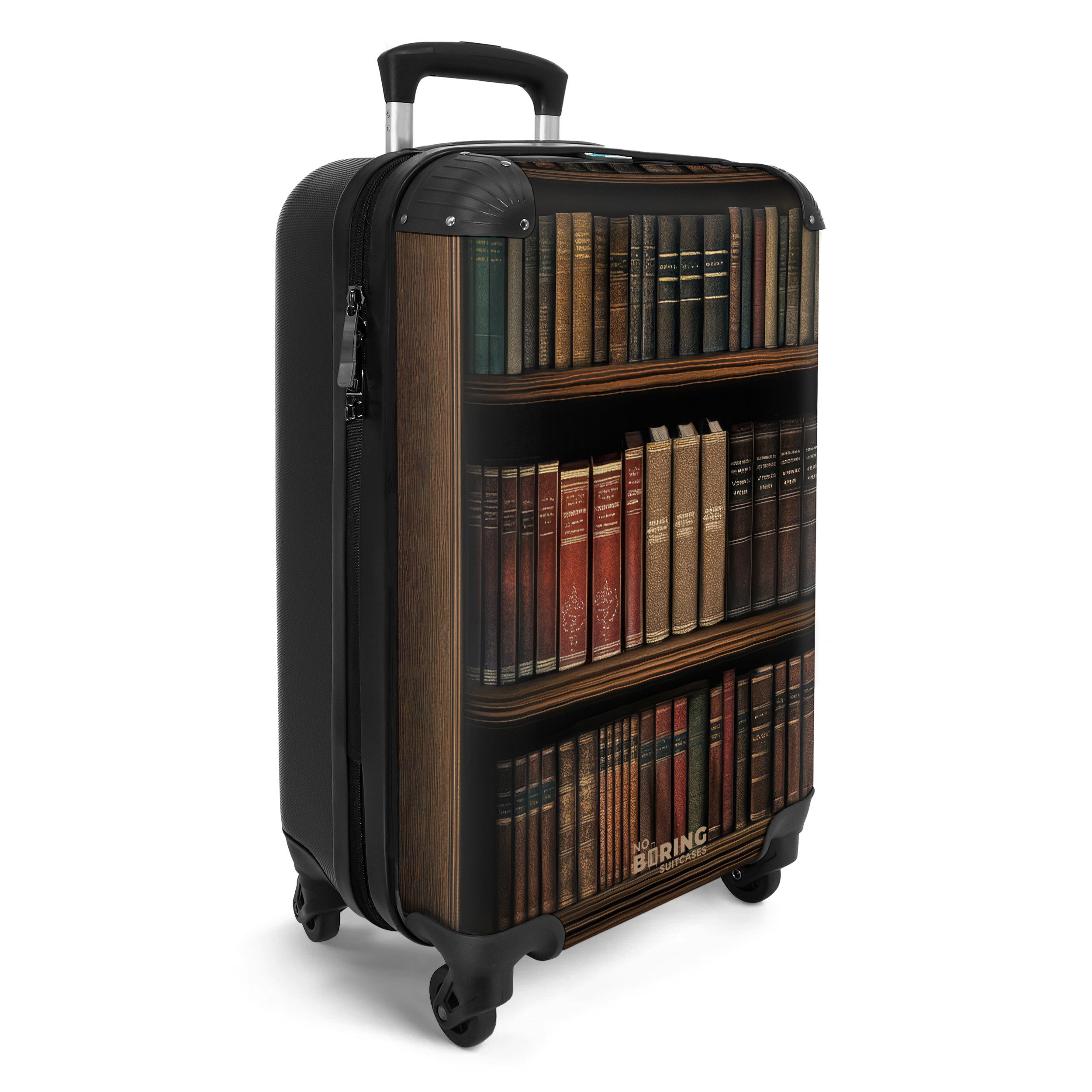 NoBoringSuitcases.com© Hartschalen-Trolley Bücherregal voller klassisch anmutender Werke 55x35x20cm, Reisetasche mit Rollen, Koffer Handgepäck Flugzeug – Bild 2 von 5