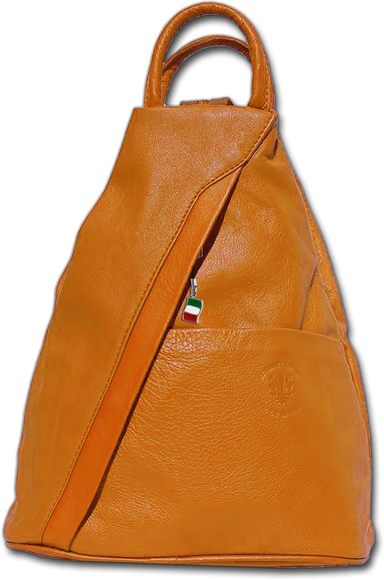 FLORENCE Cityrucksack Florence Damen Tasche Echtleder tan (Schultertasche), Damen Rucksack Echtleder braun, tan, Made-In Italy
