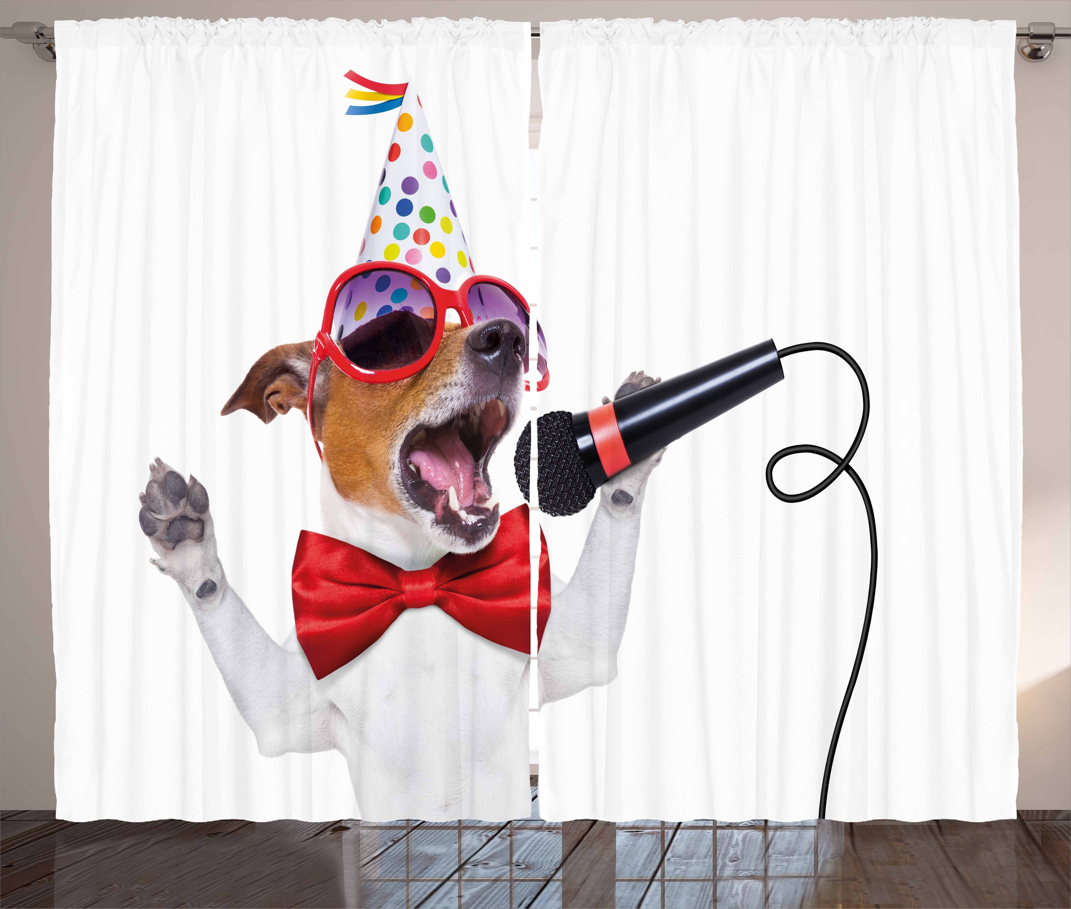 Gardine Schlafzimmer Kräuselband Vorhang mit Abakuhaus, und Schlaufen Doggy Haken, Popstar-Party Geburtstag