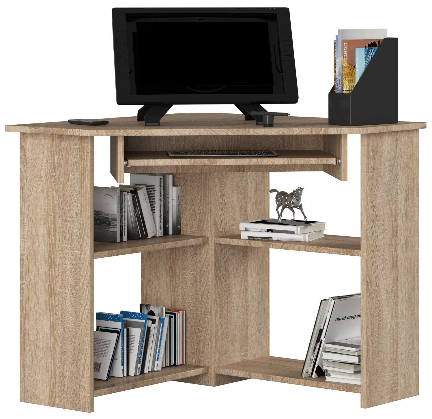 Raumhirsch Furniture Schreibtisch 80 cm Breite - Computertisch 68 - stabil - optimale Arbeitsfläche, Stilvoller Eckarbeitstisch mit viel Stauraum – Laminatoberfläche