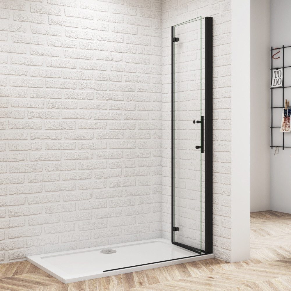 Duschparadies Dusch-Falttür 185cm Schwarz Walk in Dusche Falttür Scharniertür Duschabtrennung, 70x185 cm, Easyclean Sicherheitsglas, beidseitig montierbar – Bild 4 von 5