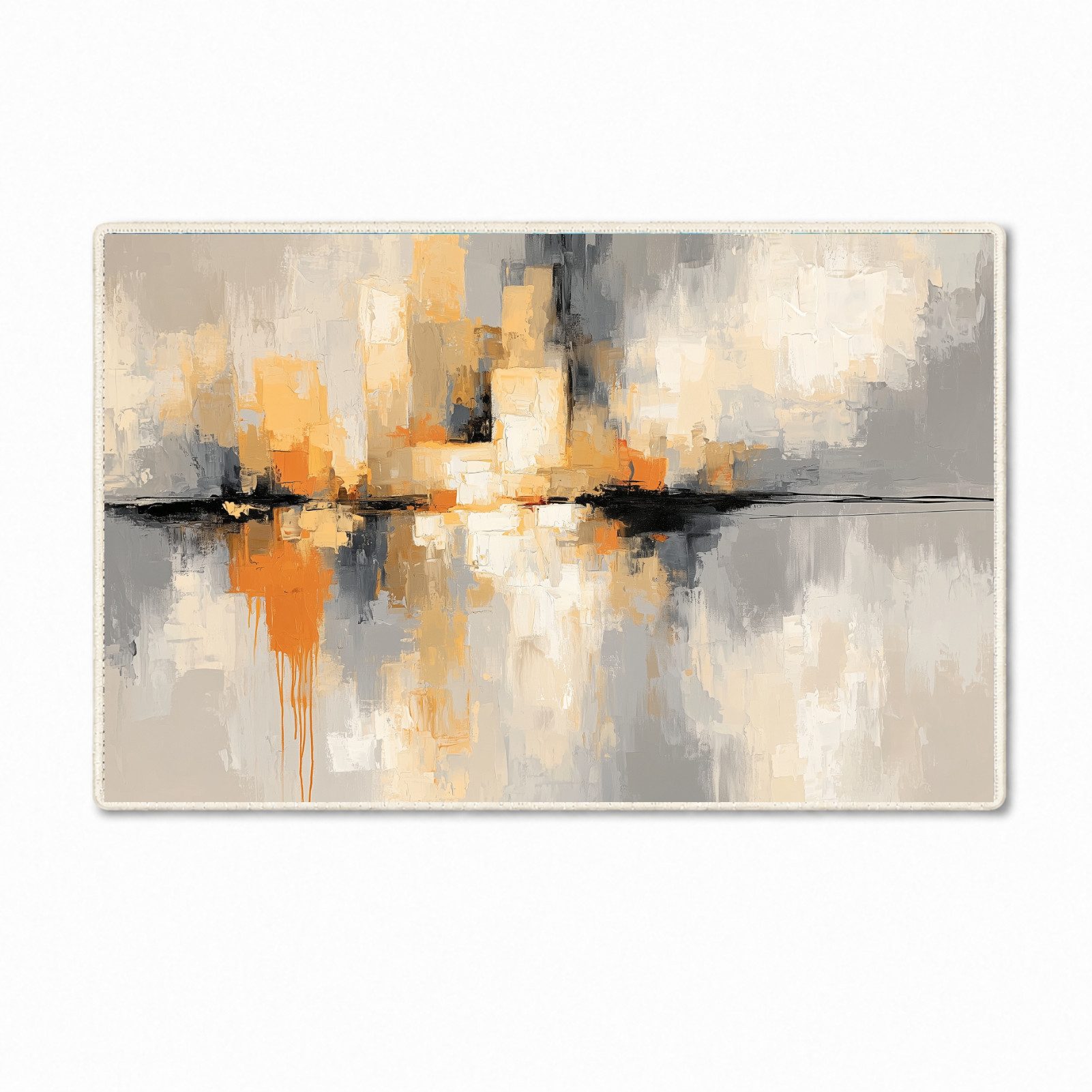Jumpeak Teppich Teppich Abstrakte Stadt‑Skyline Ölgemälde, Kunst, Rechteckig, Höhe: 5 mm, Kaschmir, rutschfeste Unterseite