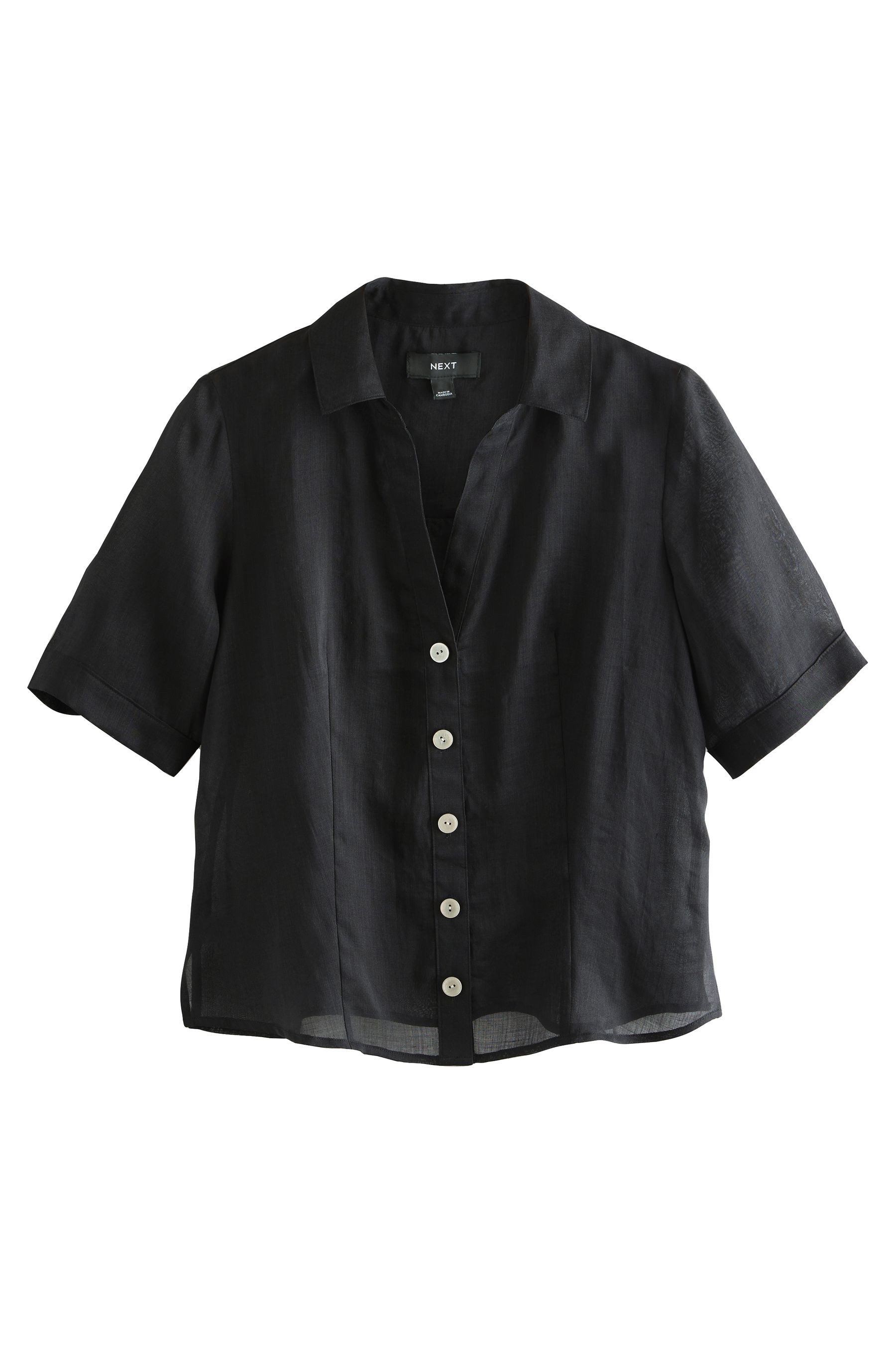 Kurzarmhemd Kurzärmelige, transparente Bluse