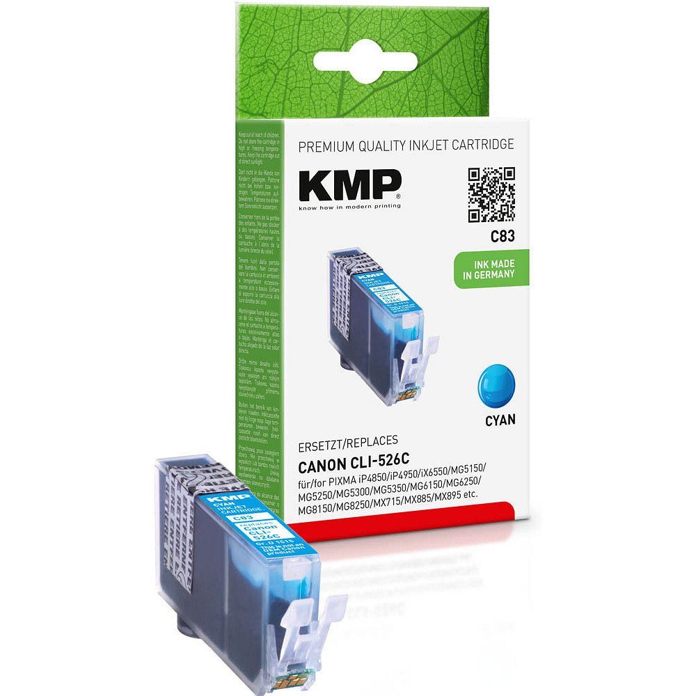 KMP 1 Tinte C83 ERSETZT Canon CLI-526 - cyan Tintenpatrone (1 Farbe, 1-tlg)