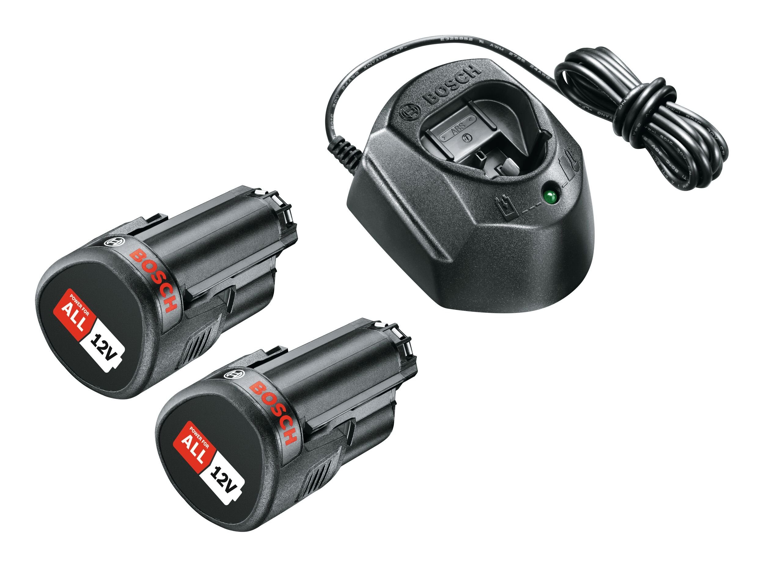 Bosch Home & Garden Akku Starter-Set (12 V), 2 x Akkupacks PBA 12V 1.5 Ah O-A + Ladegerät GAL 1210 CV