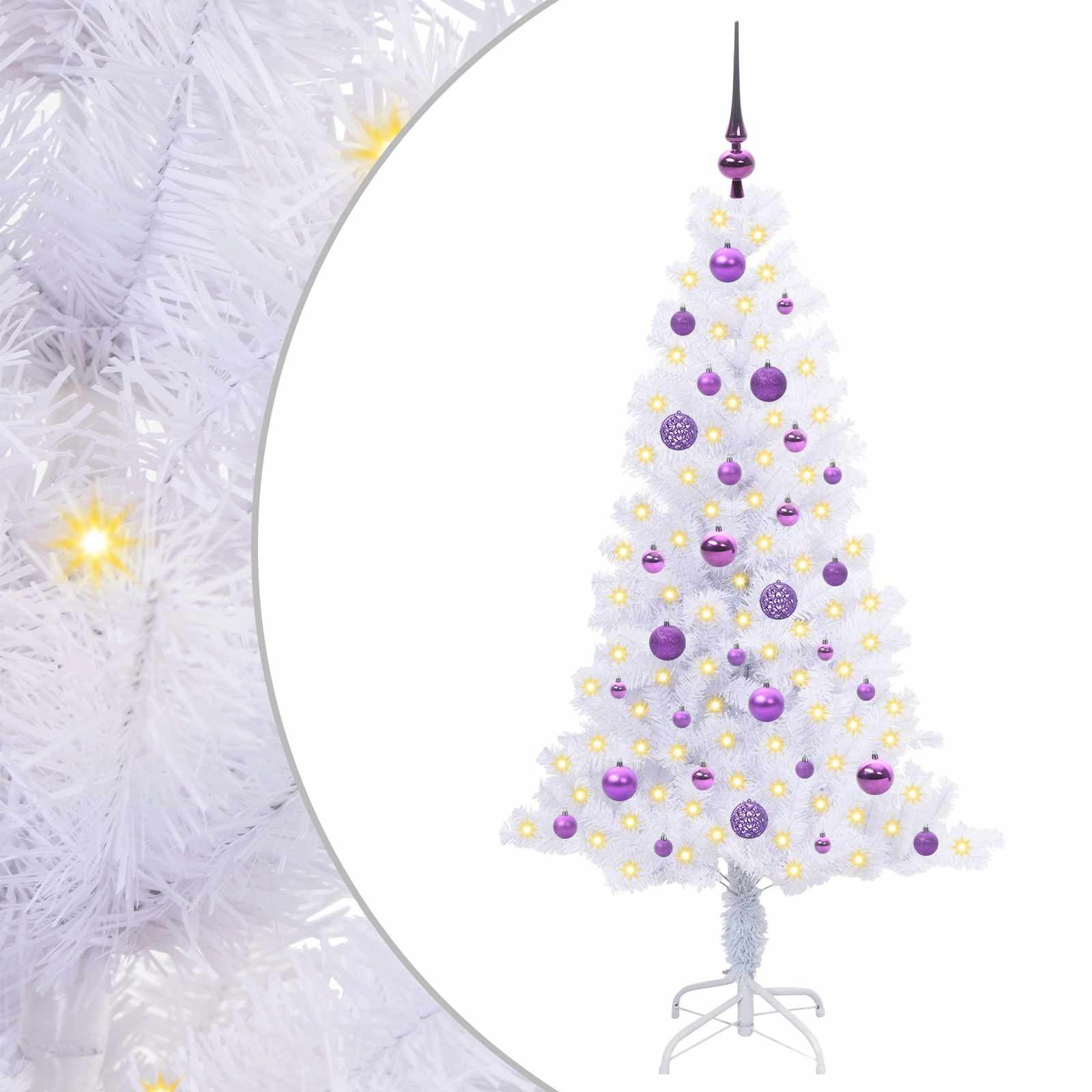 vidaXL Künstlicher Weihnachtsbaum Künstlicher Weihnachtsbaum Weiß 150 cm PVC und Stahl