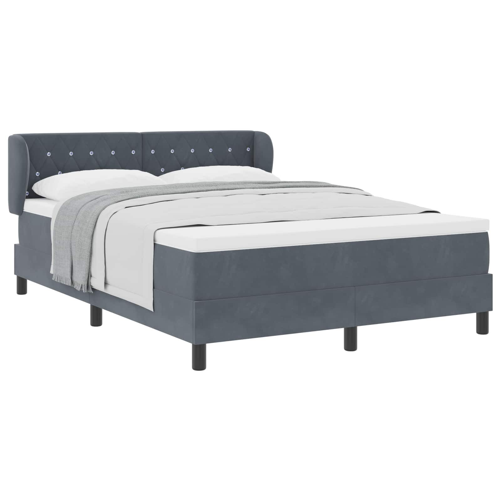 Bett Boxspringbett mit Kopfteil Dunkelgrau 160 x 200 cm Samt
